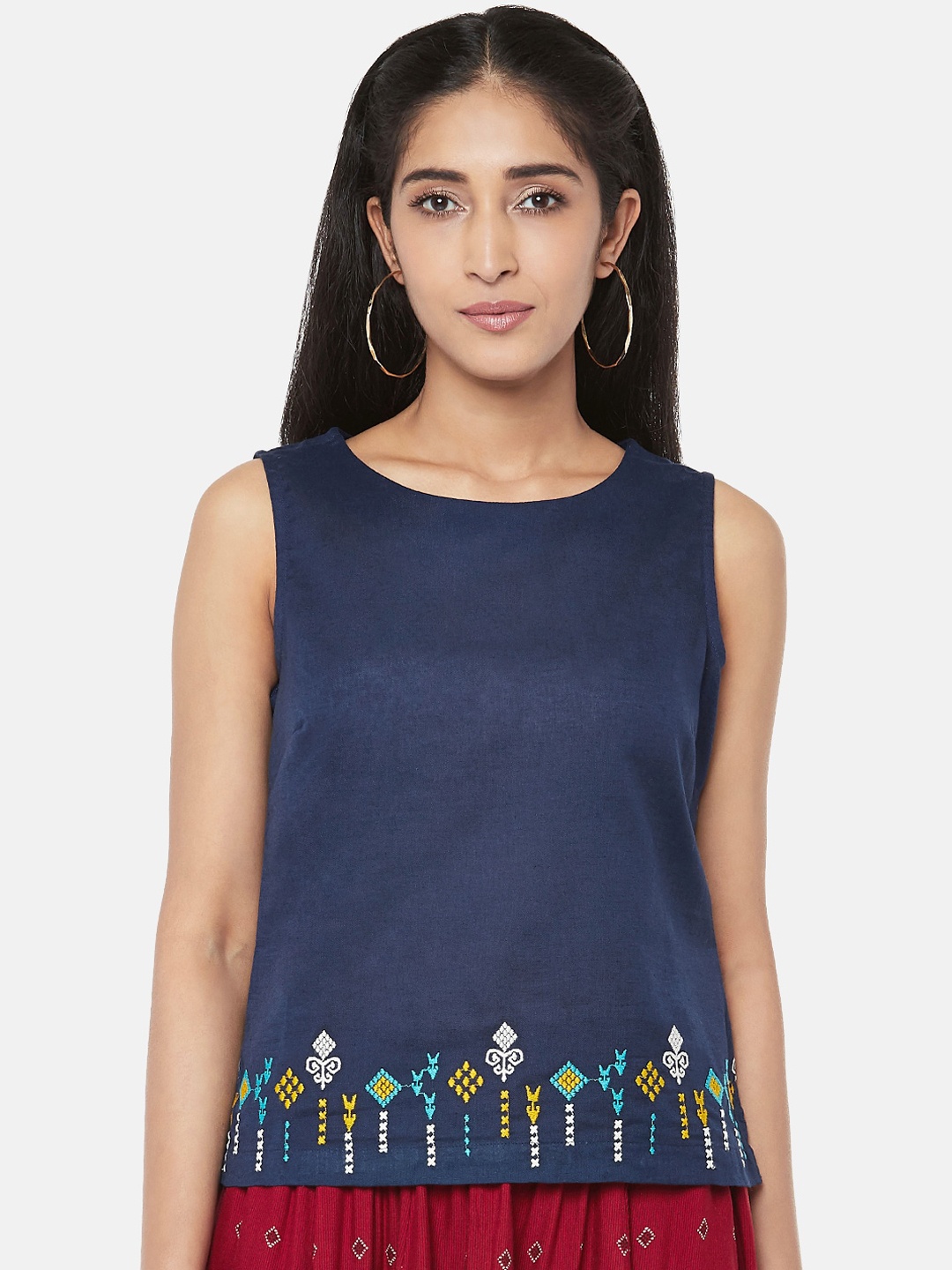 

Akkriti By Pantaloons Navy Blue Regular Top