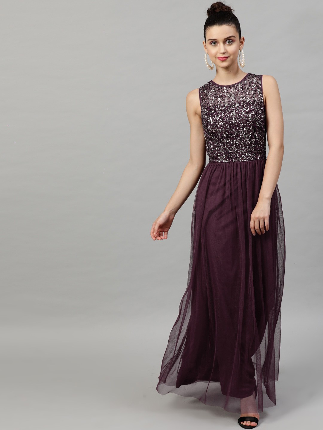 

STREET 9 Women Purple Embellished Maxi Dress