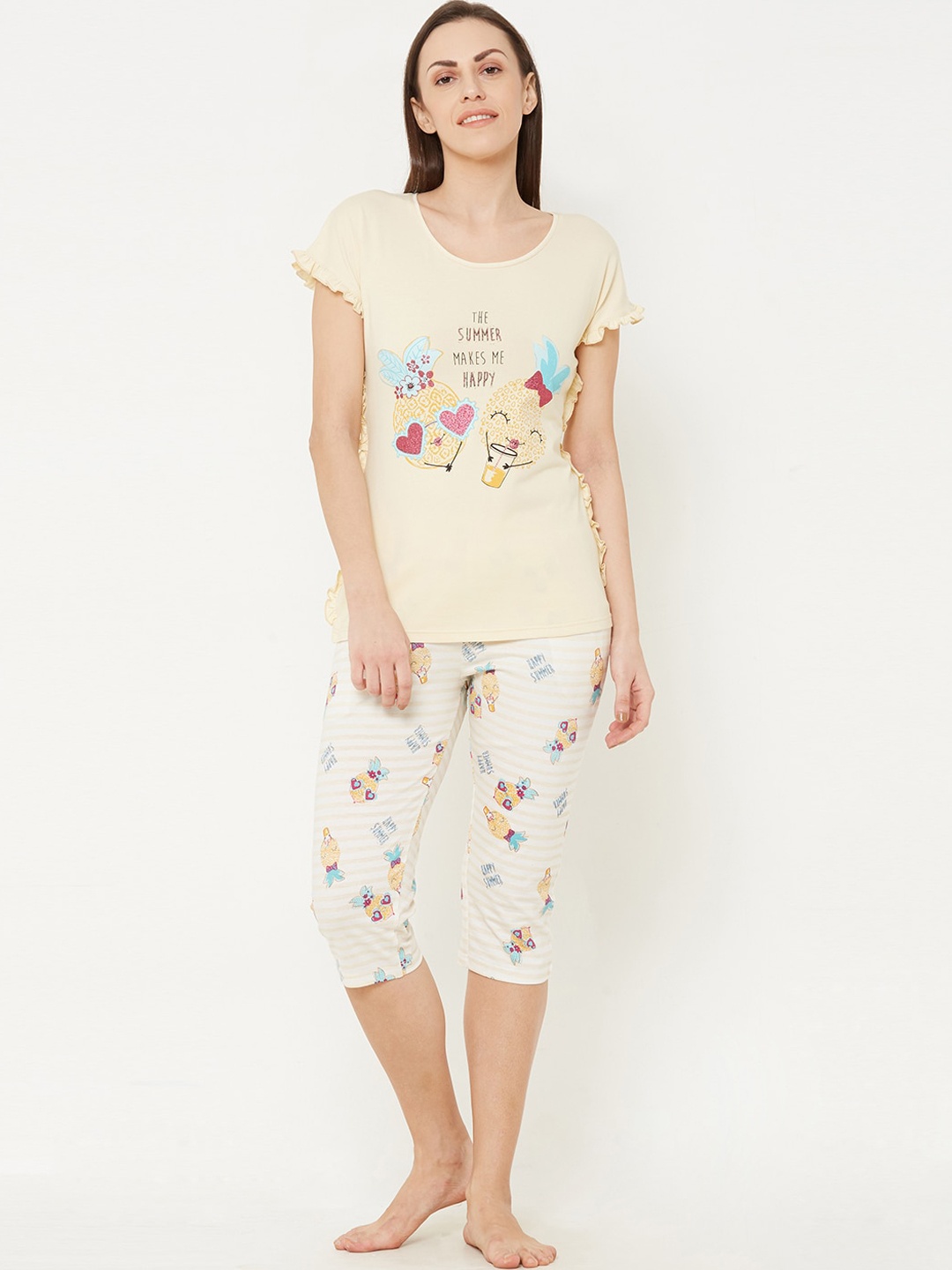 

Sweet Dreams Women Beige Printed Night suit