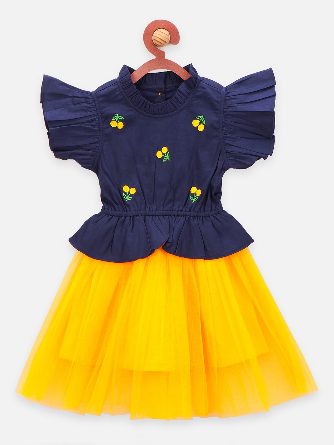 

LilPicks Girls Yellow Colourblocked Fit and Flare Dress