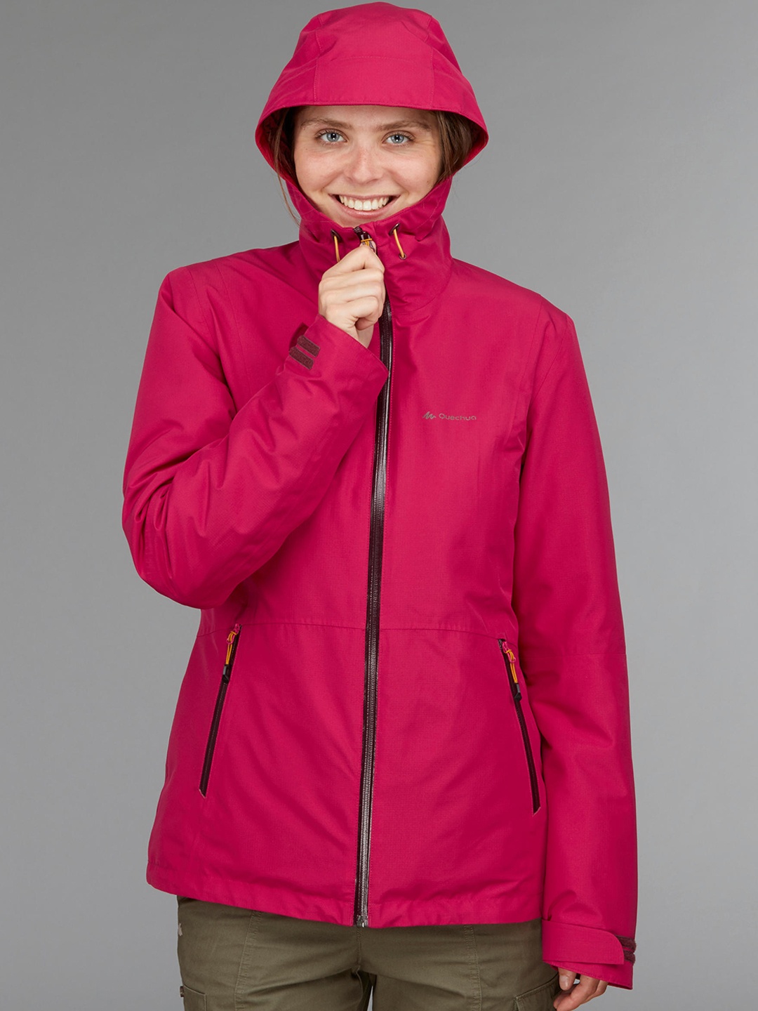 

FORCLAZ By Decathlon Women Pink Warm & Waterproof 3 In 1 Padded Jacket