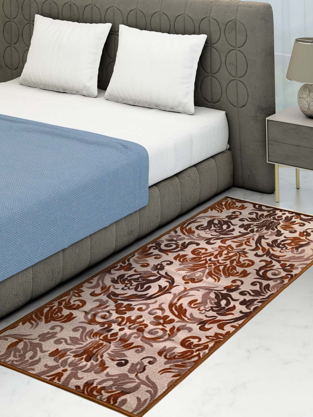 

Athom Trendz Beige & Brown Printed Premium Anti-Skid Bed Runner