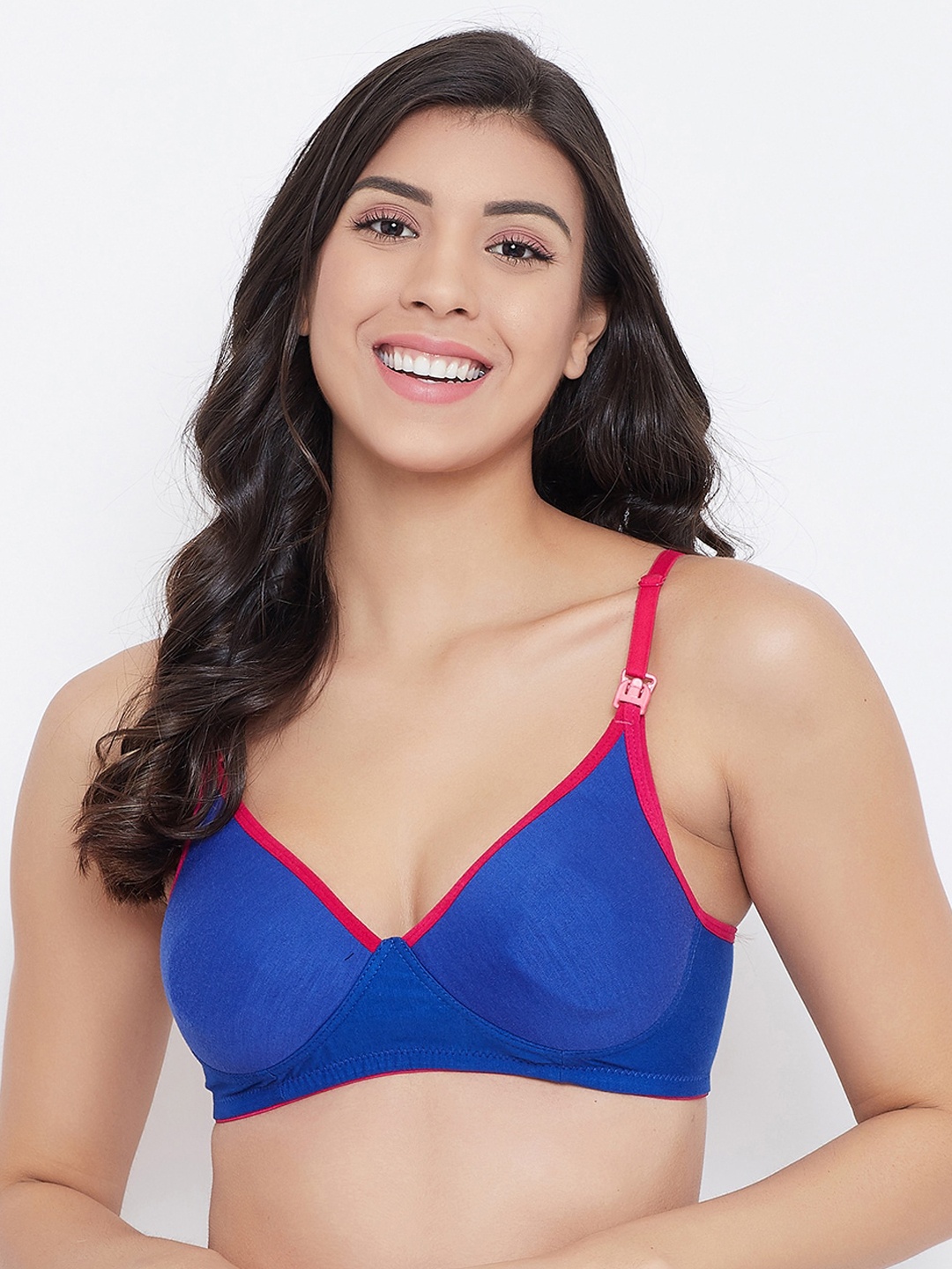 

Clovia Blue & Pink Solid Non-Wired Non Padded Maternity Bra