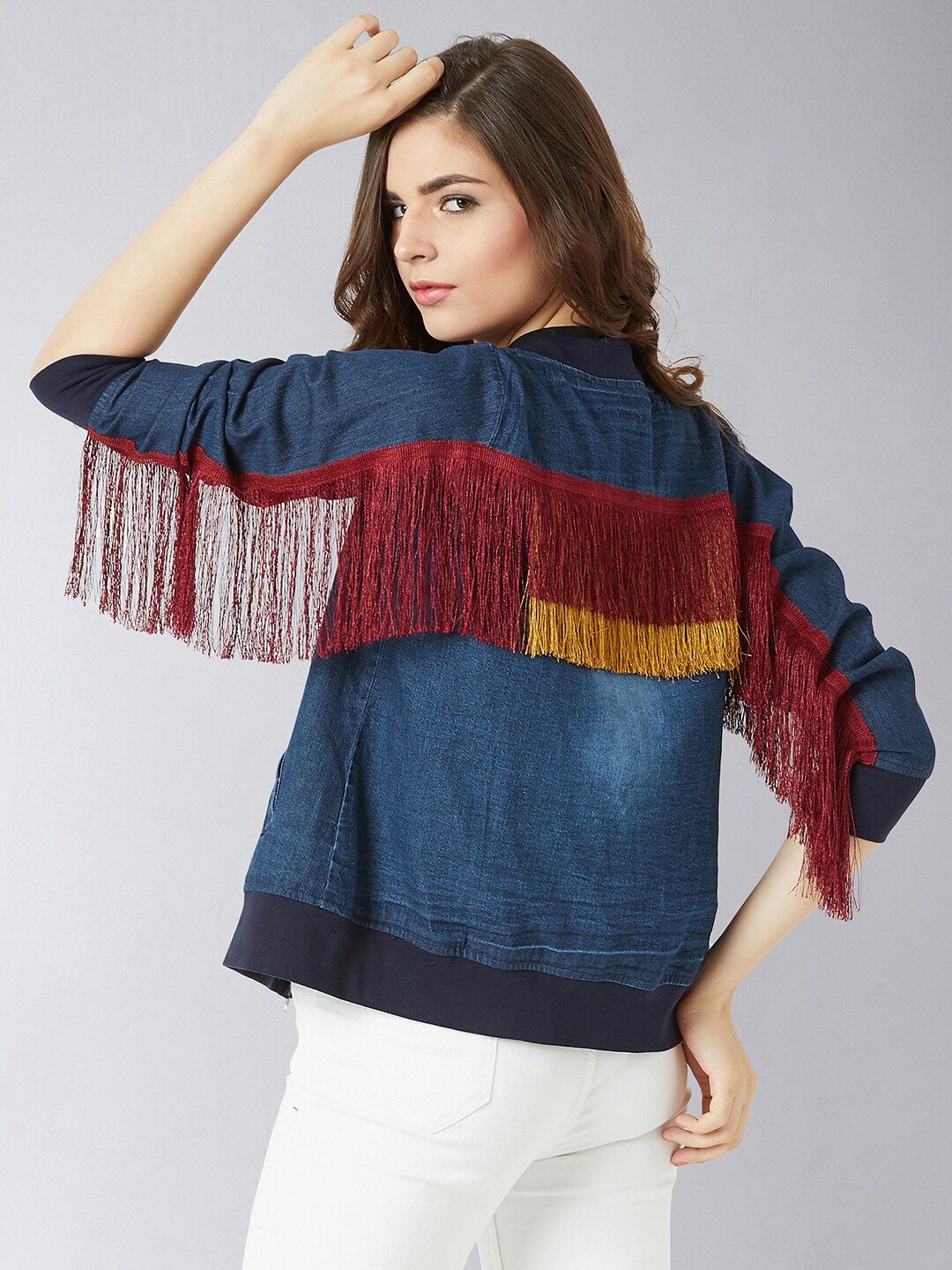 

Miss Chase Women Navy Blue Denim Jacket
