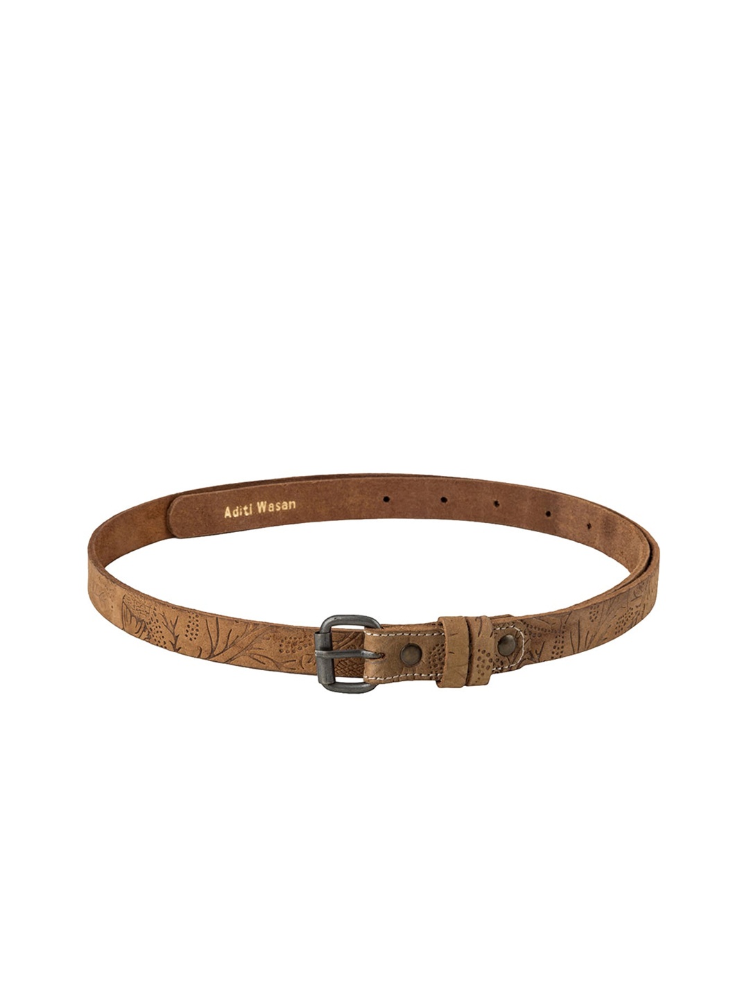 

Aditi Wasan Women Tan Brown Textured Leather Belt