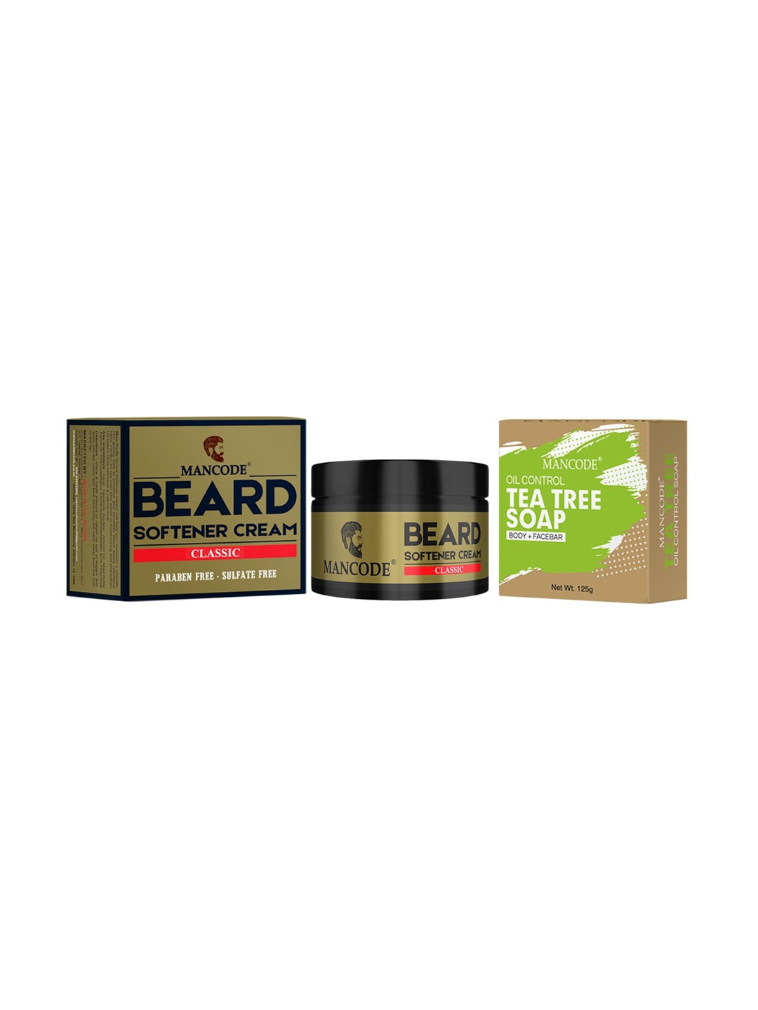

MANCODE Men Black Combo Of 2 Beard Softening Cream Classic & Tea Tree Soap