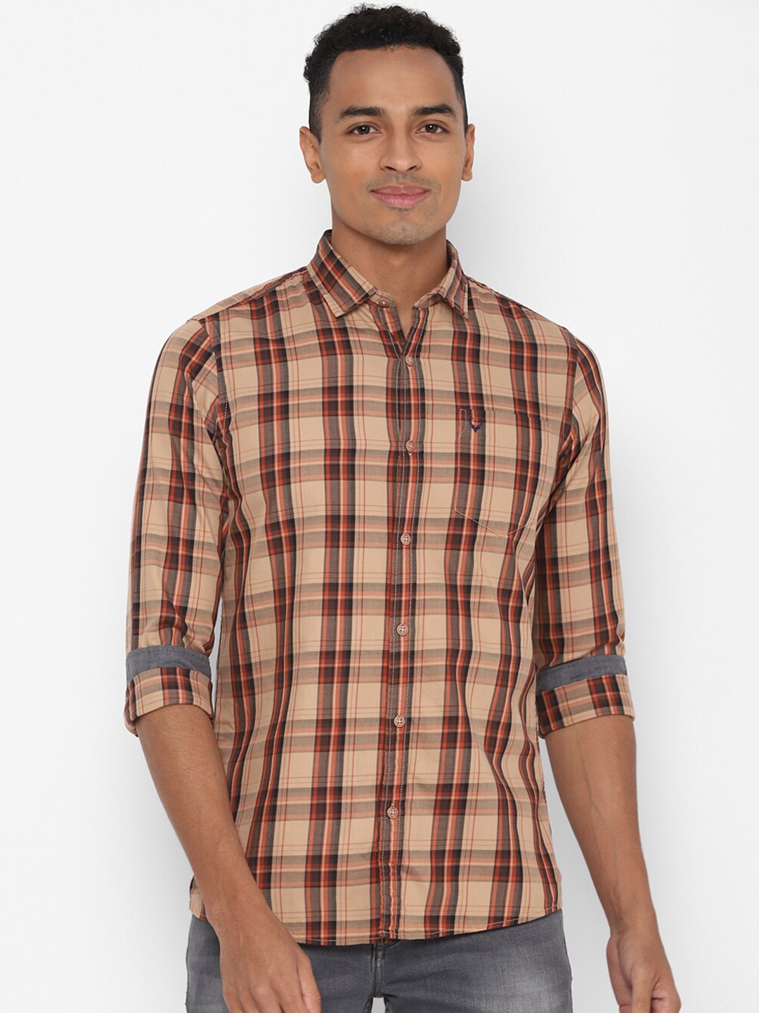 

Allen Solly Sport Men Beige & Red Regular Fit Checked Casual Shirt