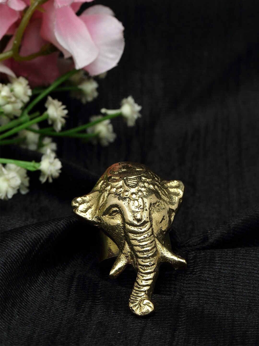 

Moedbuille Ganesha Design Oxidised Gold Plated Handcrafted Temple Finger Ring