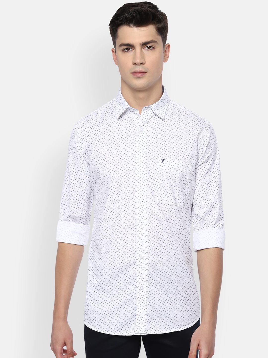 

Van Heusen Sport Men White Slim Fit Printed Casual Cotton Shirt