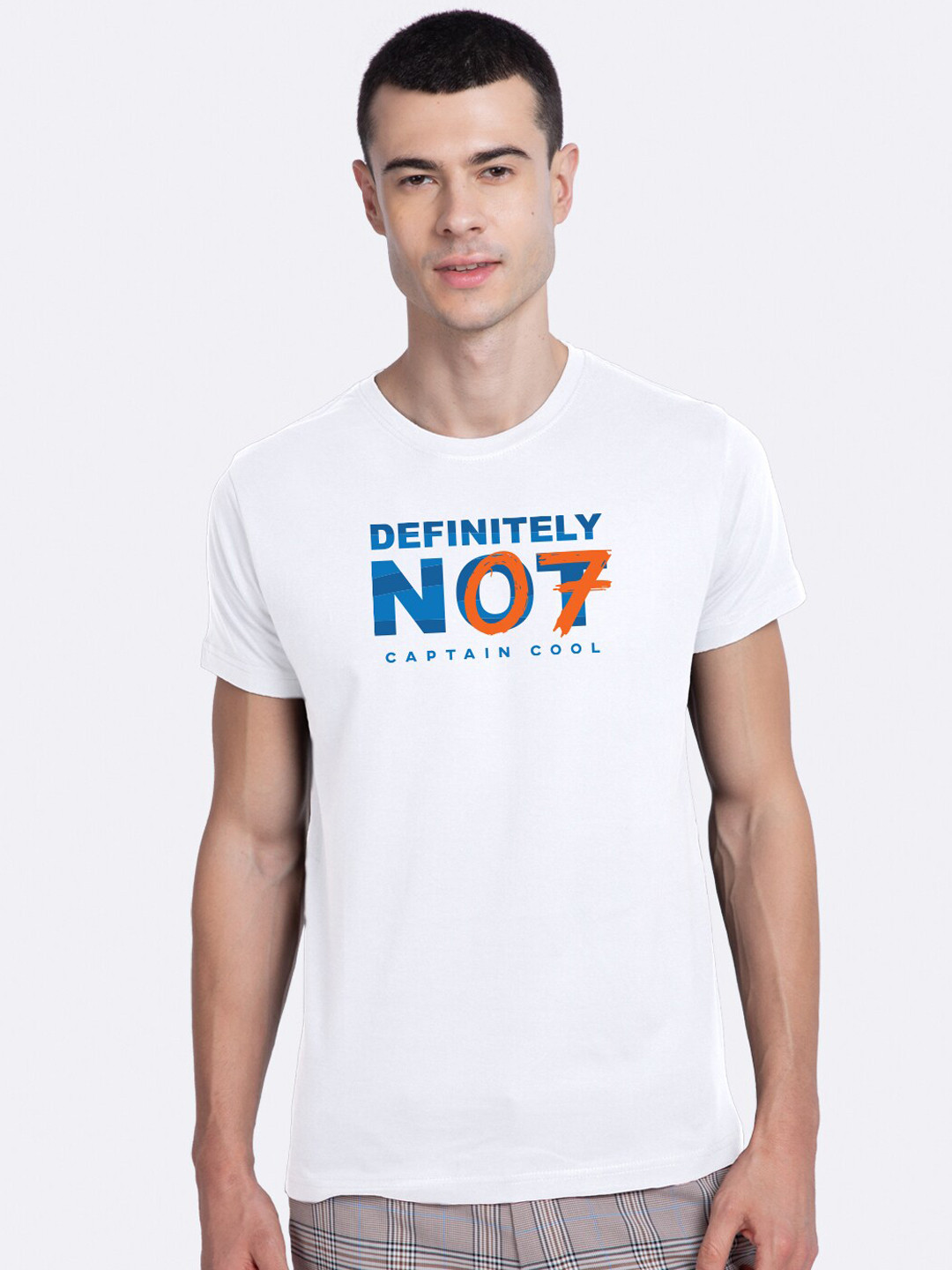 

Bewakoof Men White Definitely Not 7 Printed Round Neck Cotton Pure Cotton T-shirt