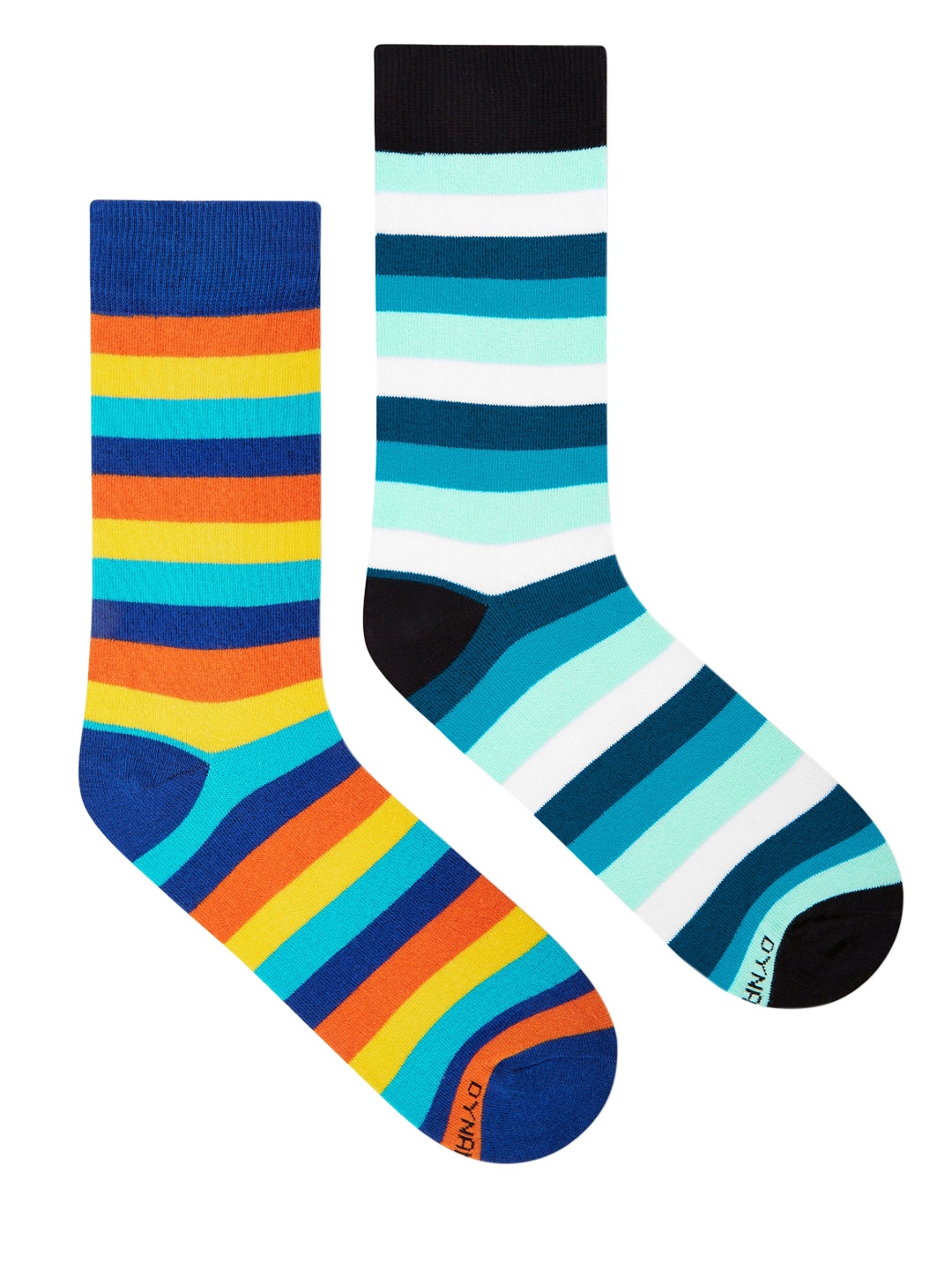 Dynamocks Unisex Pack Of 2 Striped Calf-Length Socks, Blue
