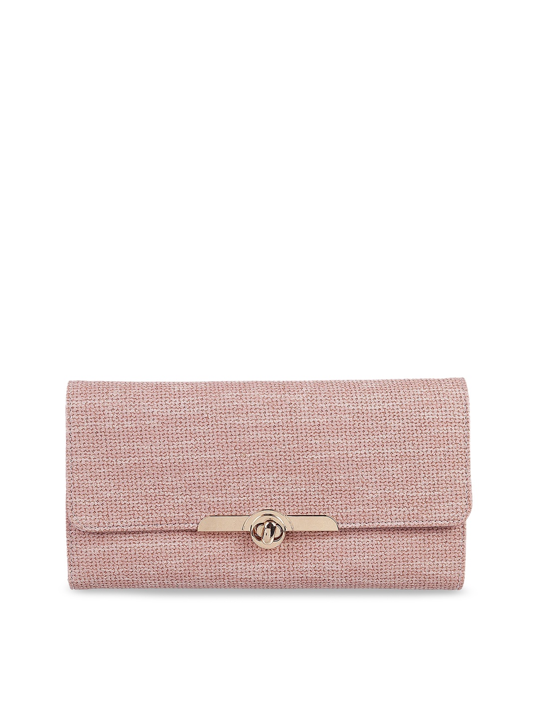 

Metro Peach-Coloured Textured Envelope Clutch