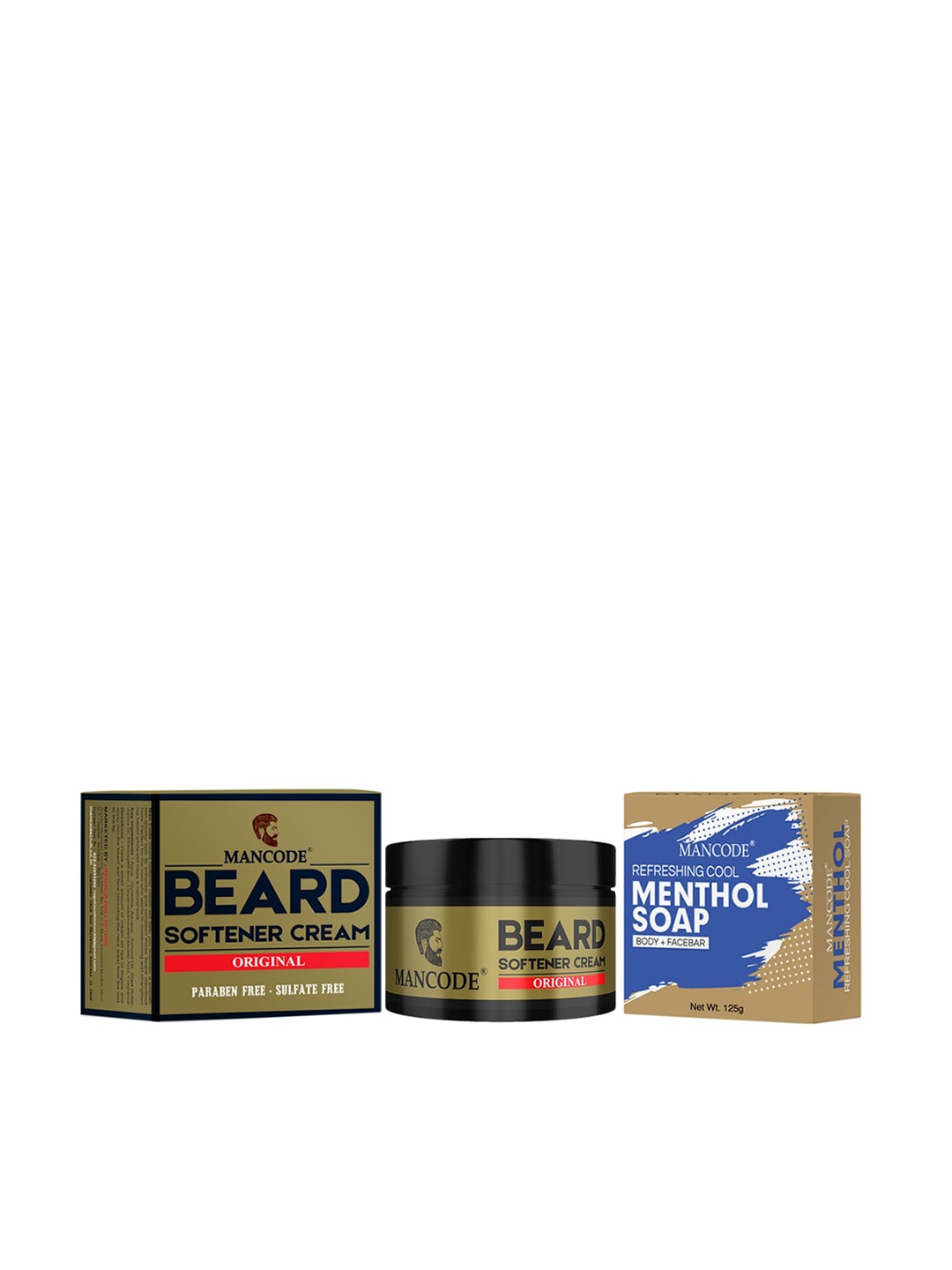 

MANCODE Combo of 2 Beard Softening Cream Original & Menthol Soap, Black