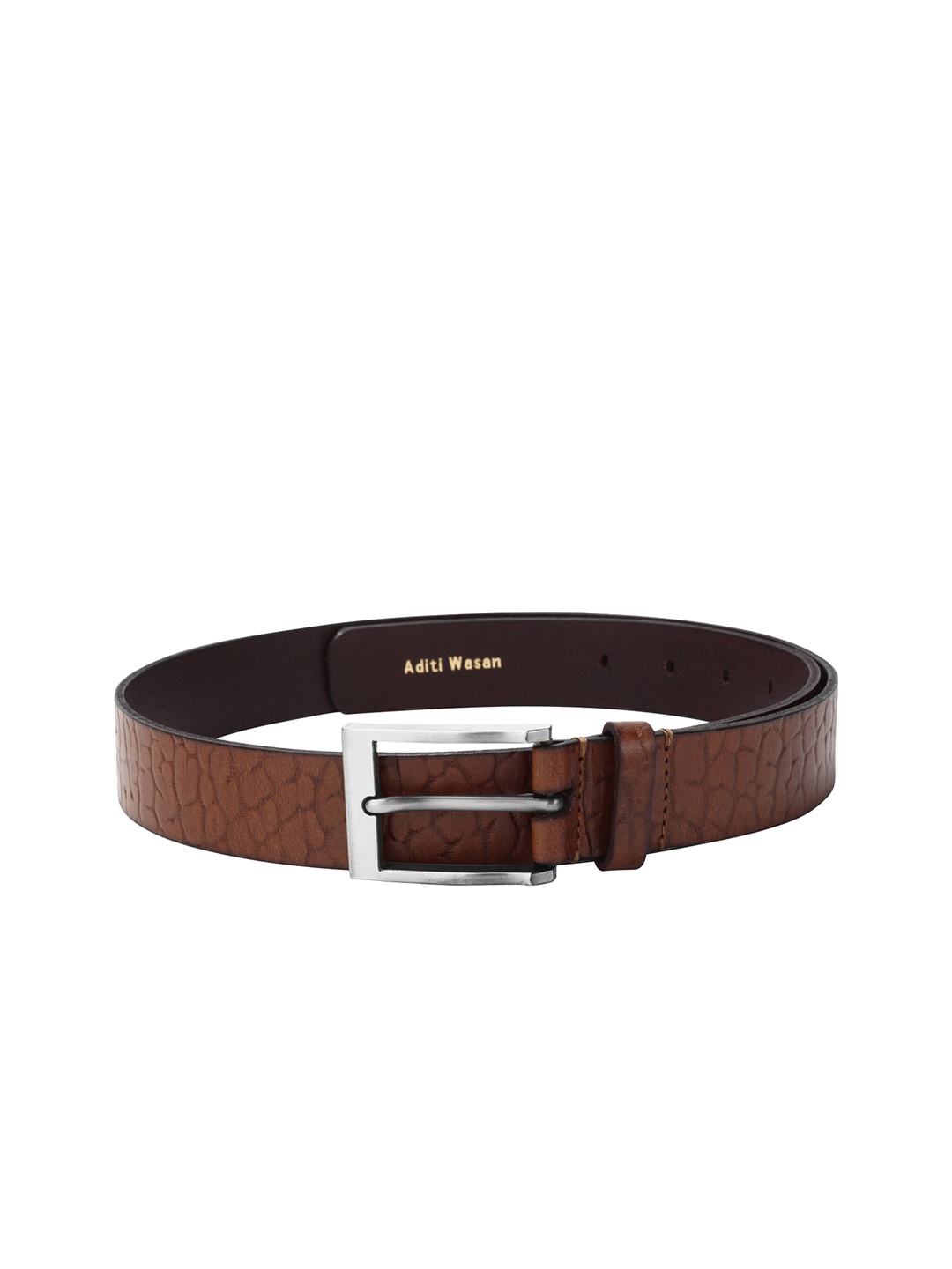 

Aditi Wasan Men Brown Textured Genuine Leather Belt