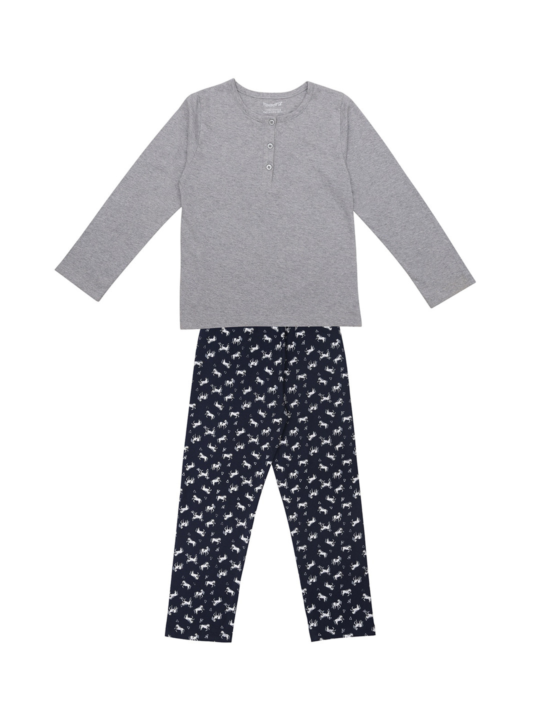 

FUNKRAFTS Girls Grey & Navy Blue Solid Night suit