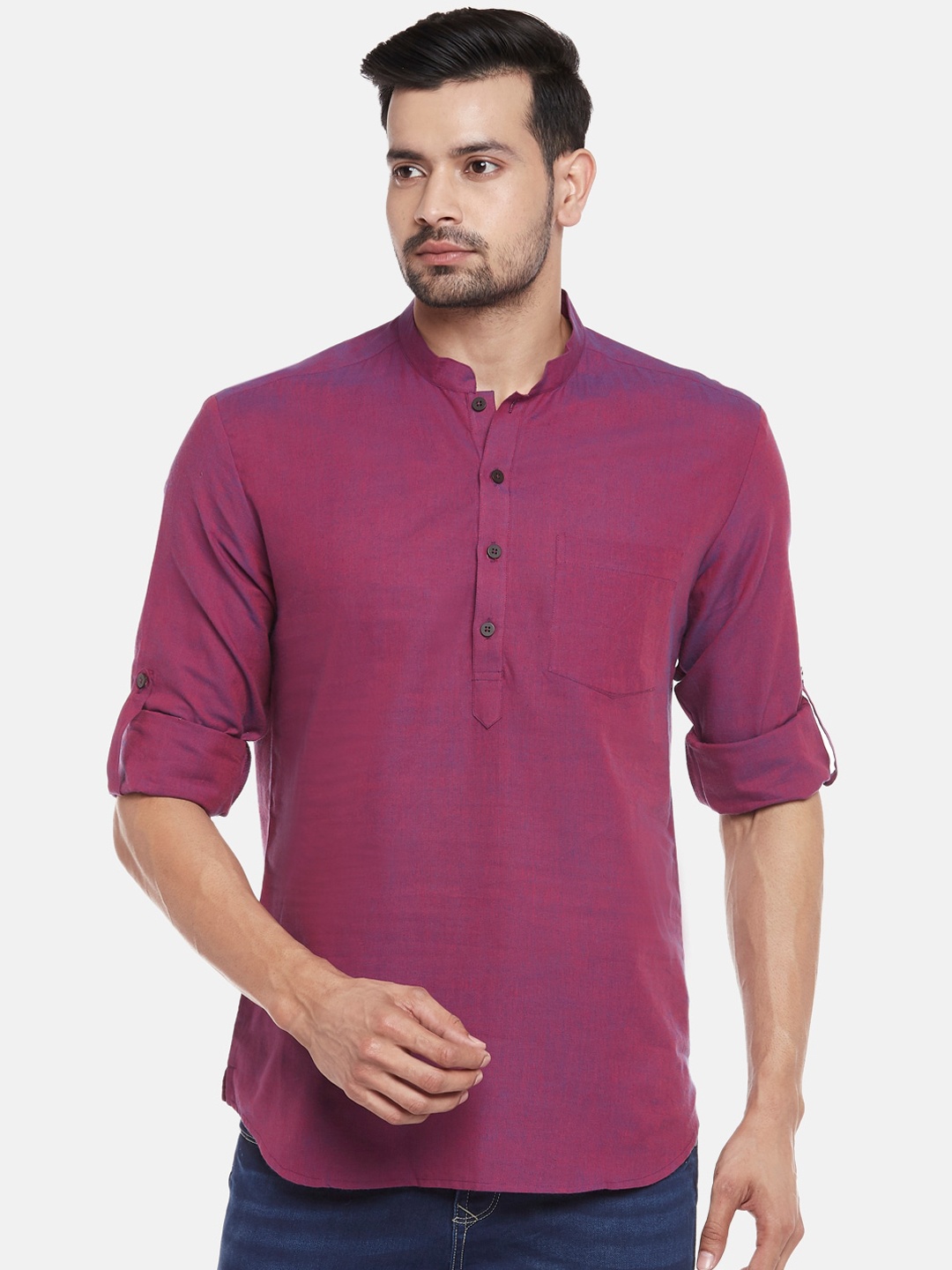 

Indus Route By Pantaloons Men Purple Solid Cotton Kurta