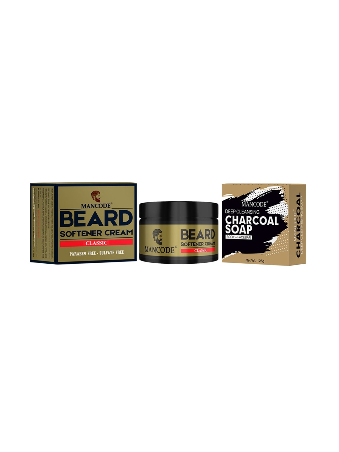 

MANCODE Combo of 2 Beard Softening Cream & Wild Charcoal Soap - 175 g, Black