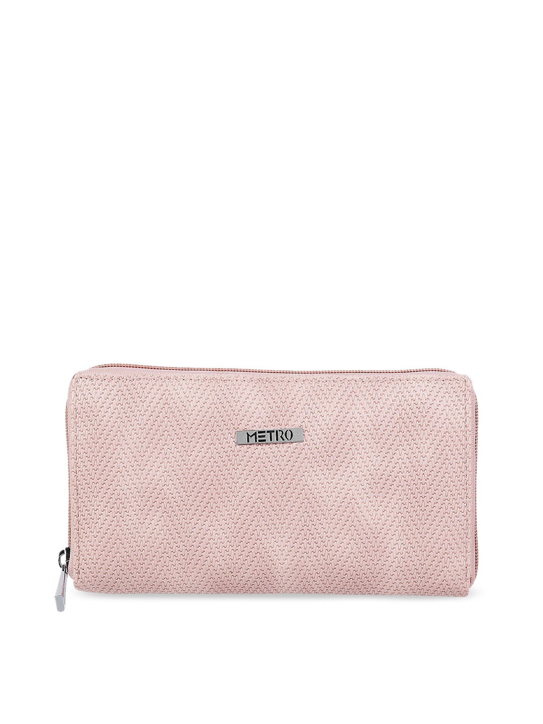 

Metro Peach-Coloured Textured Purse Clutch