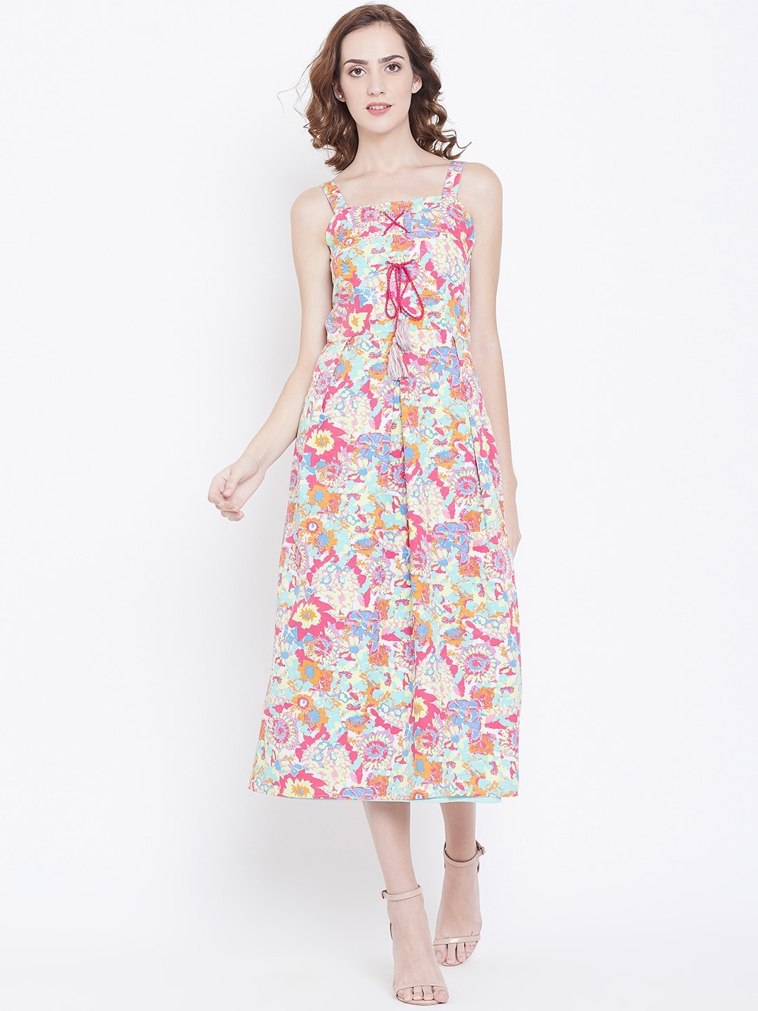 

DODO & MOA Women Pink Printed A-Line Dress