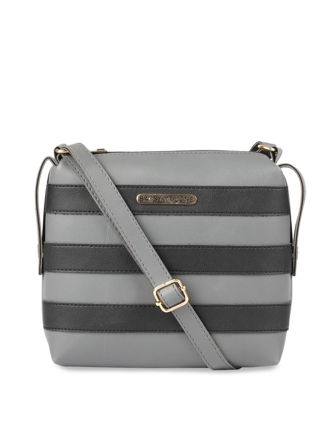 

Bagsy Malone Grey Striped Sling Bag