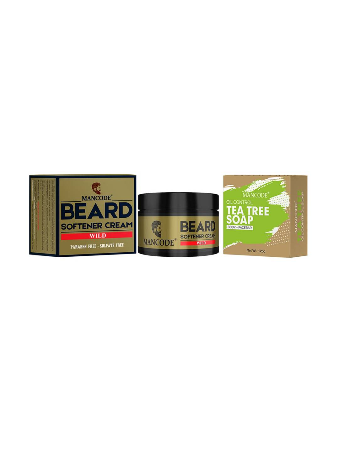 

MANCODE Combo of 2 Beard Softening Cream Wild & Tea Tree Soap, Black