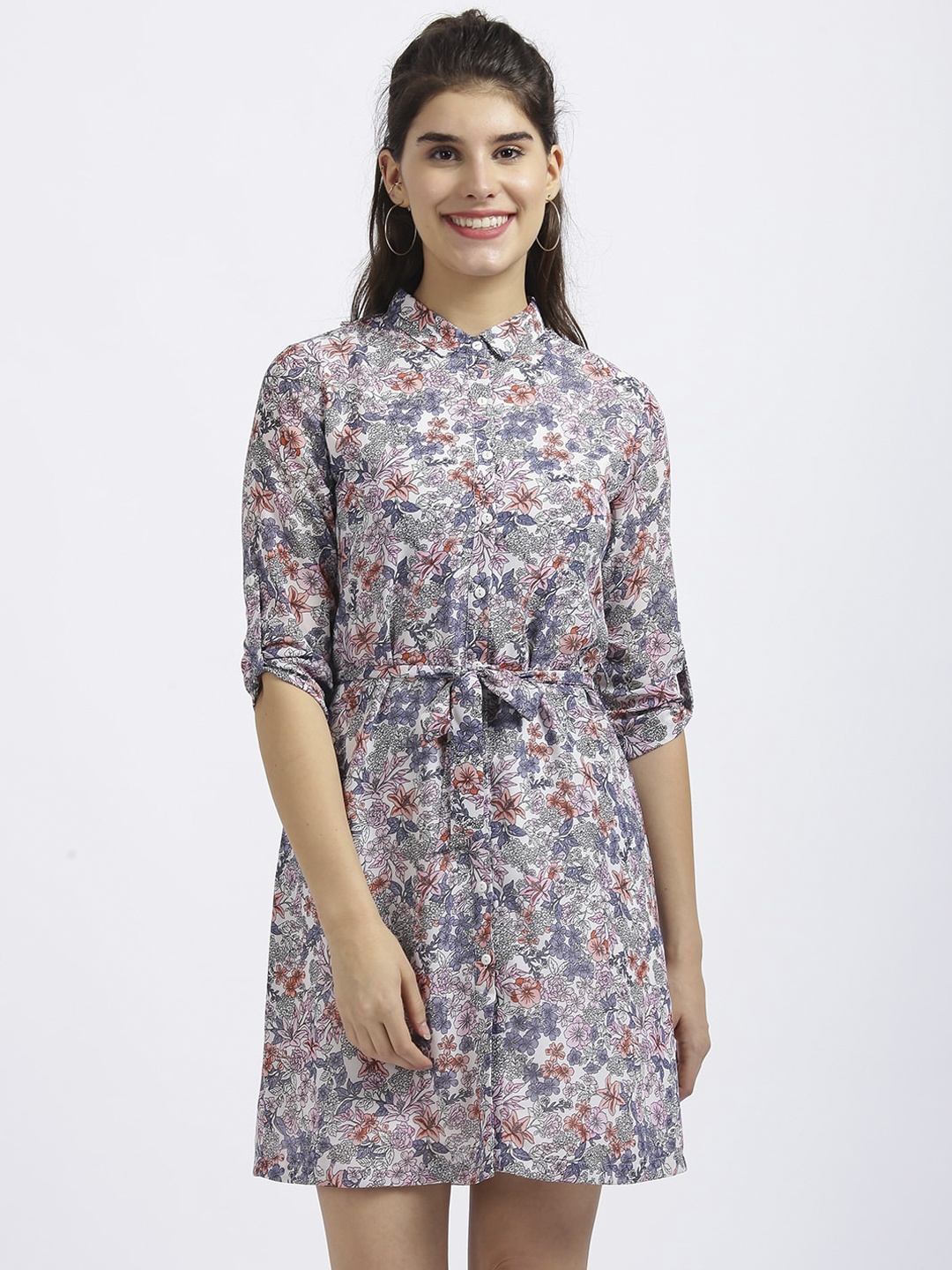

Zink London Women White Printed Shirt Dress