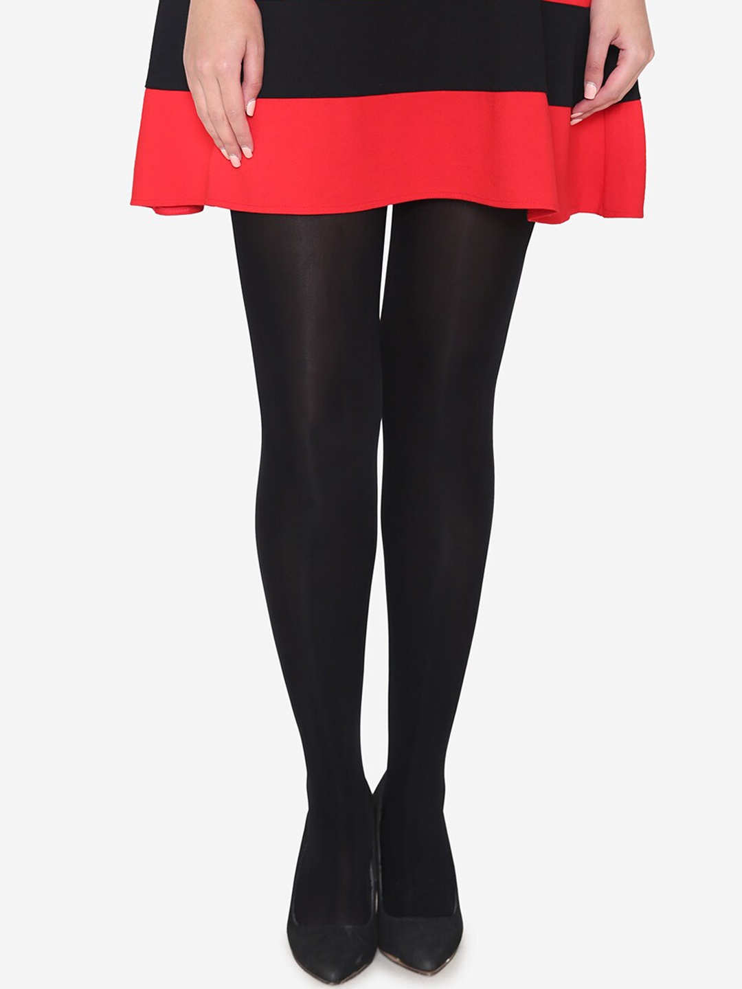 

Bonjour Women Black Solid Semi-Sheer Stockings