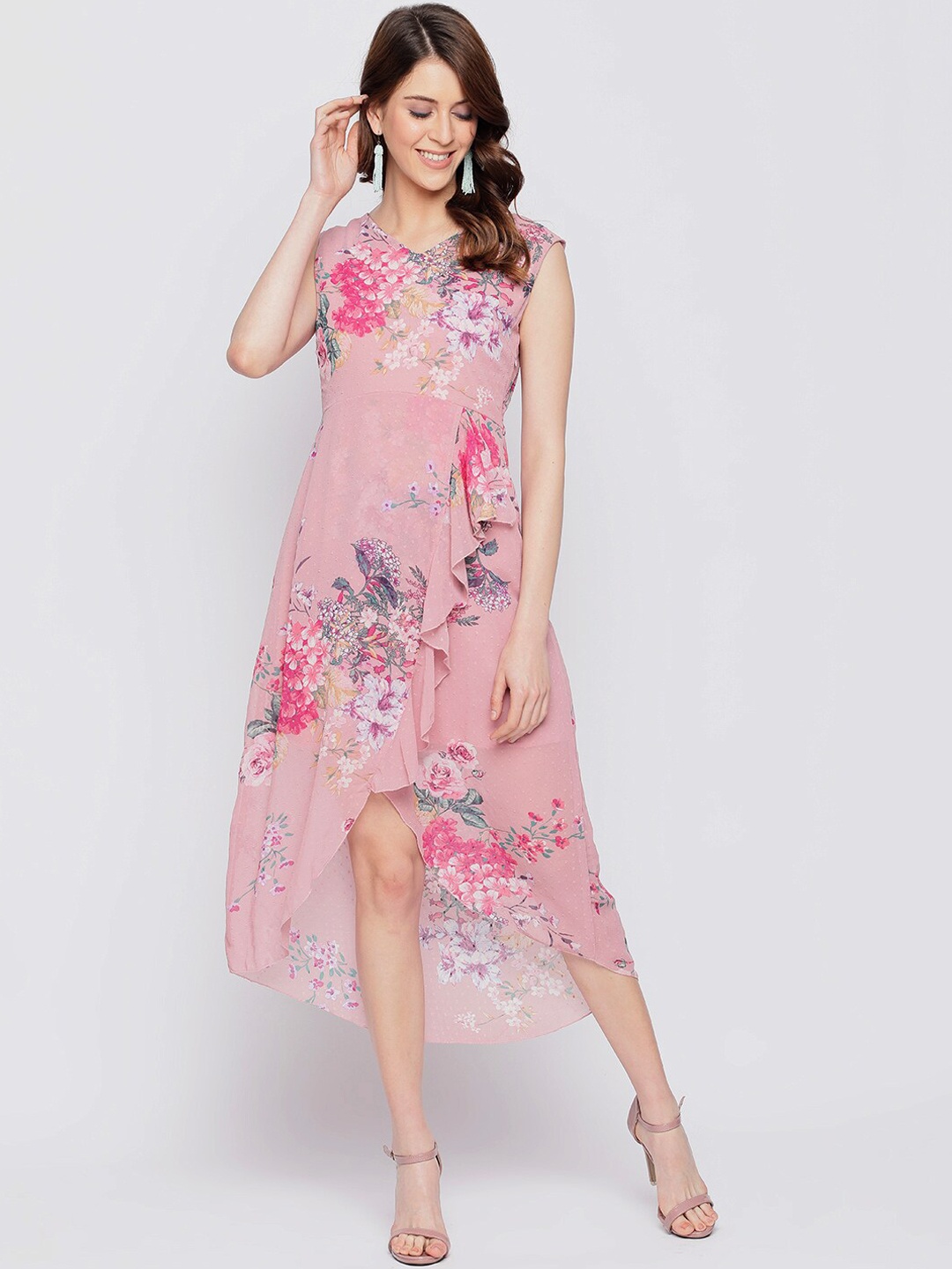 AKIMIA Women Pink Printed A-Line Dress