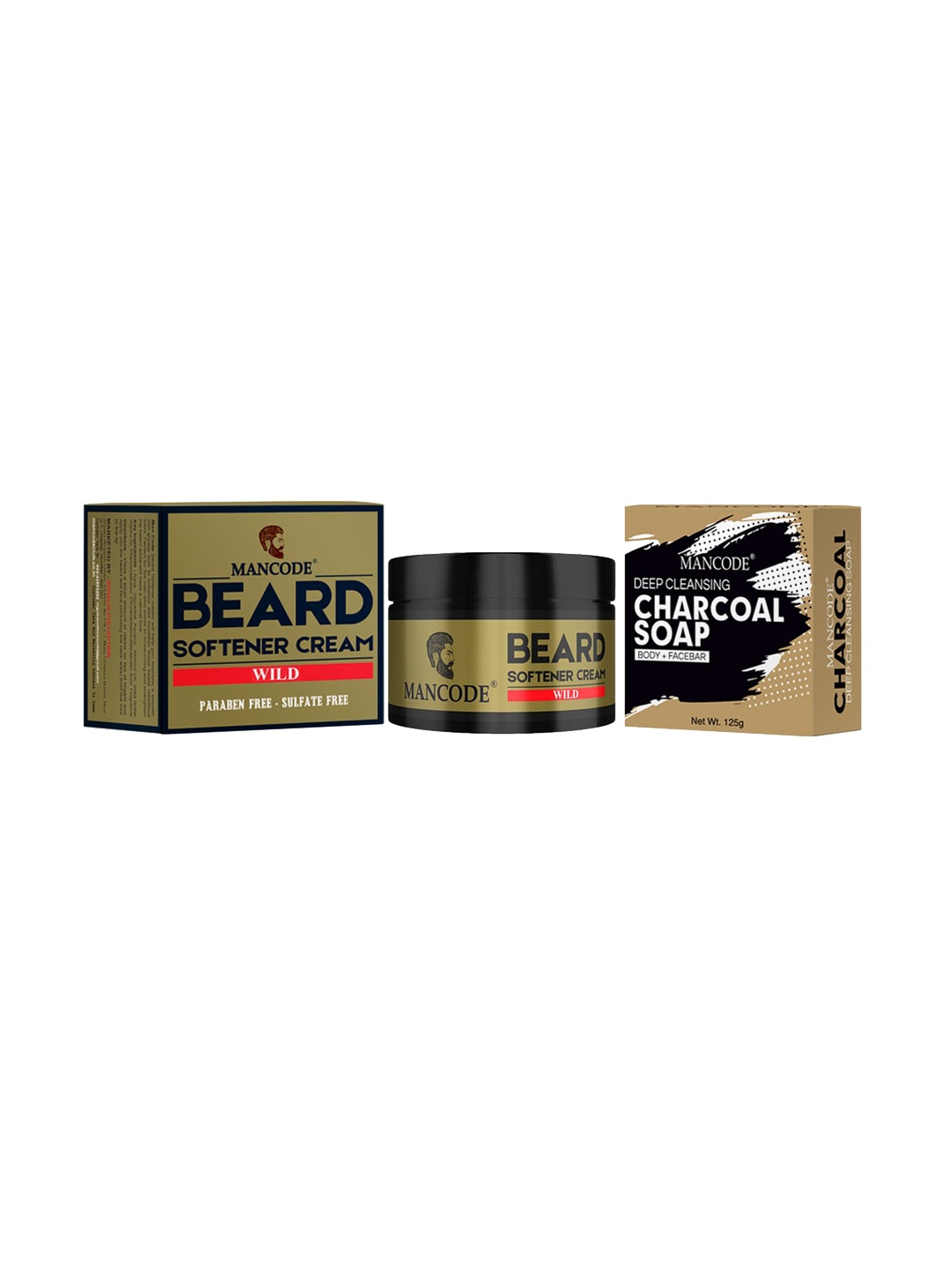 

MANCODE Combo of 2 Beard Softening Cream & Wild Charcoal Soap, Black