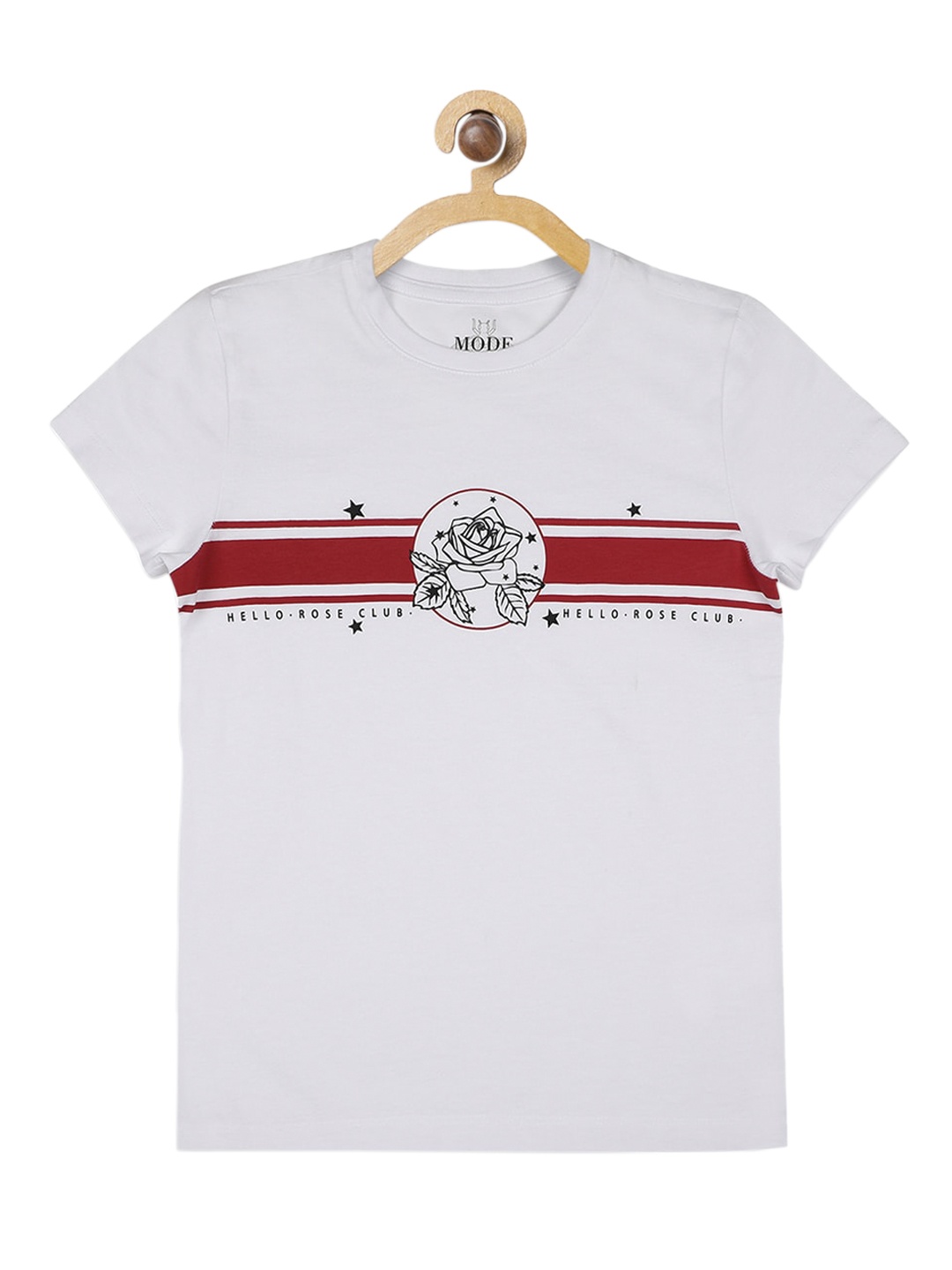

Mode by Red Tape Girls White & Red Striped Round Neck T-shirt
