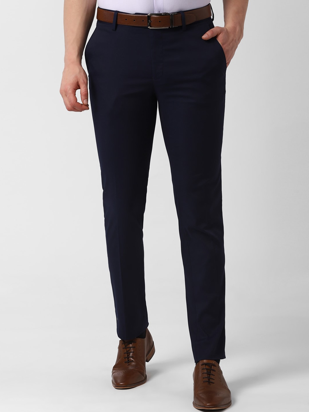 

Peter England Elite Men Blue Slim Fit Solid Formal Trousers