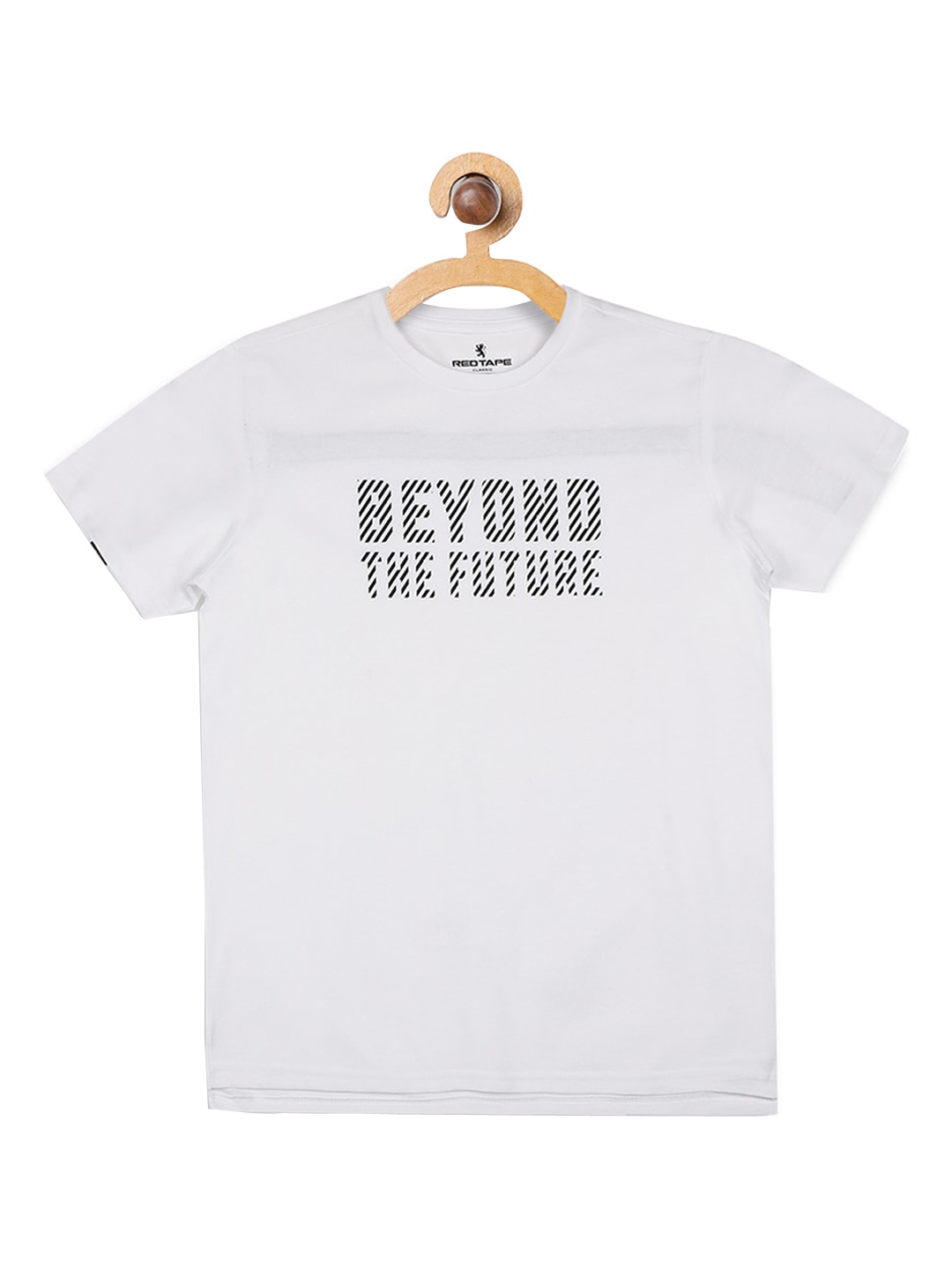 

Red Tape Boys White & Black Printed Round Neck T-shirt