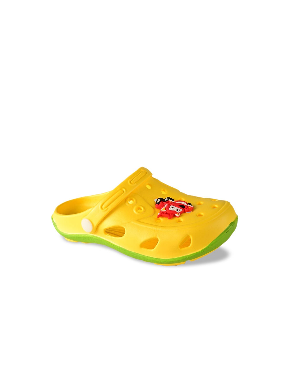 

Yellow Bee Boys Yellow Car Motif Printed Clogs