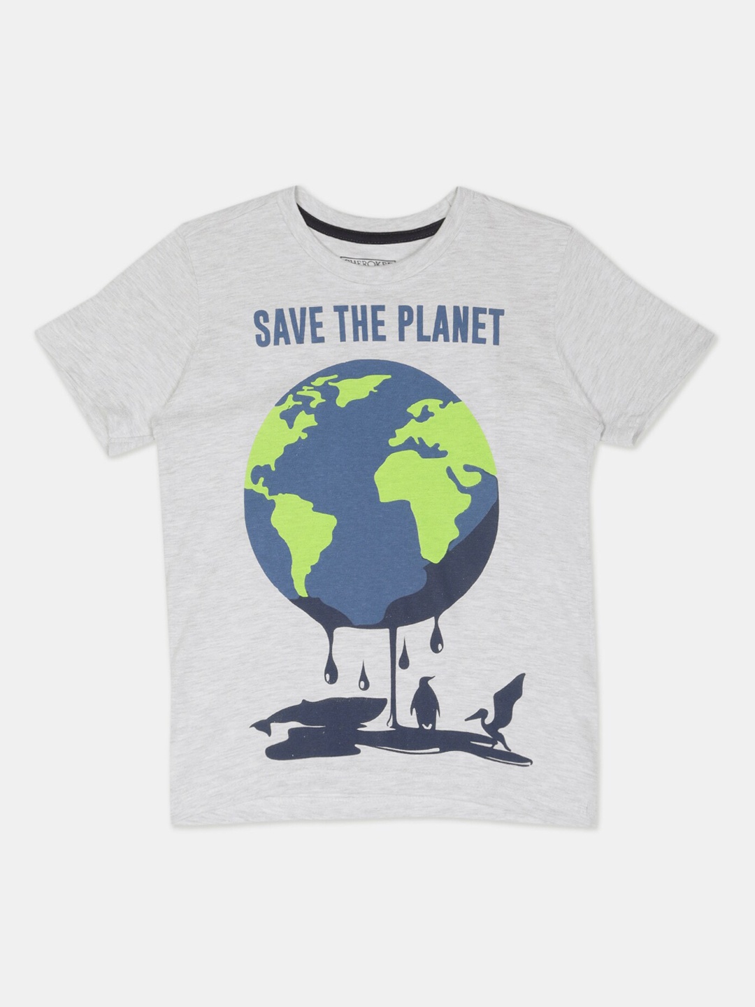 

Cherokee Boys Grey Printed Round Neck T-shirt