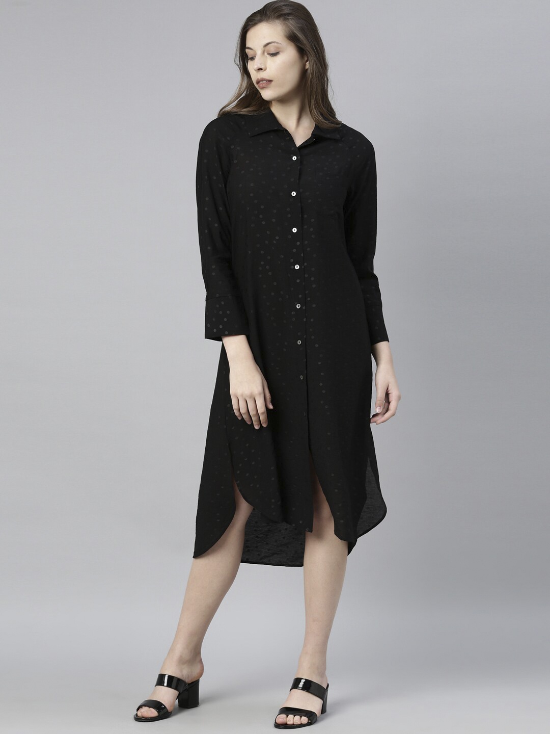 

RAREISM Women Black Solid Shirt Dress