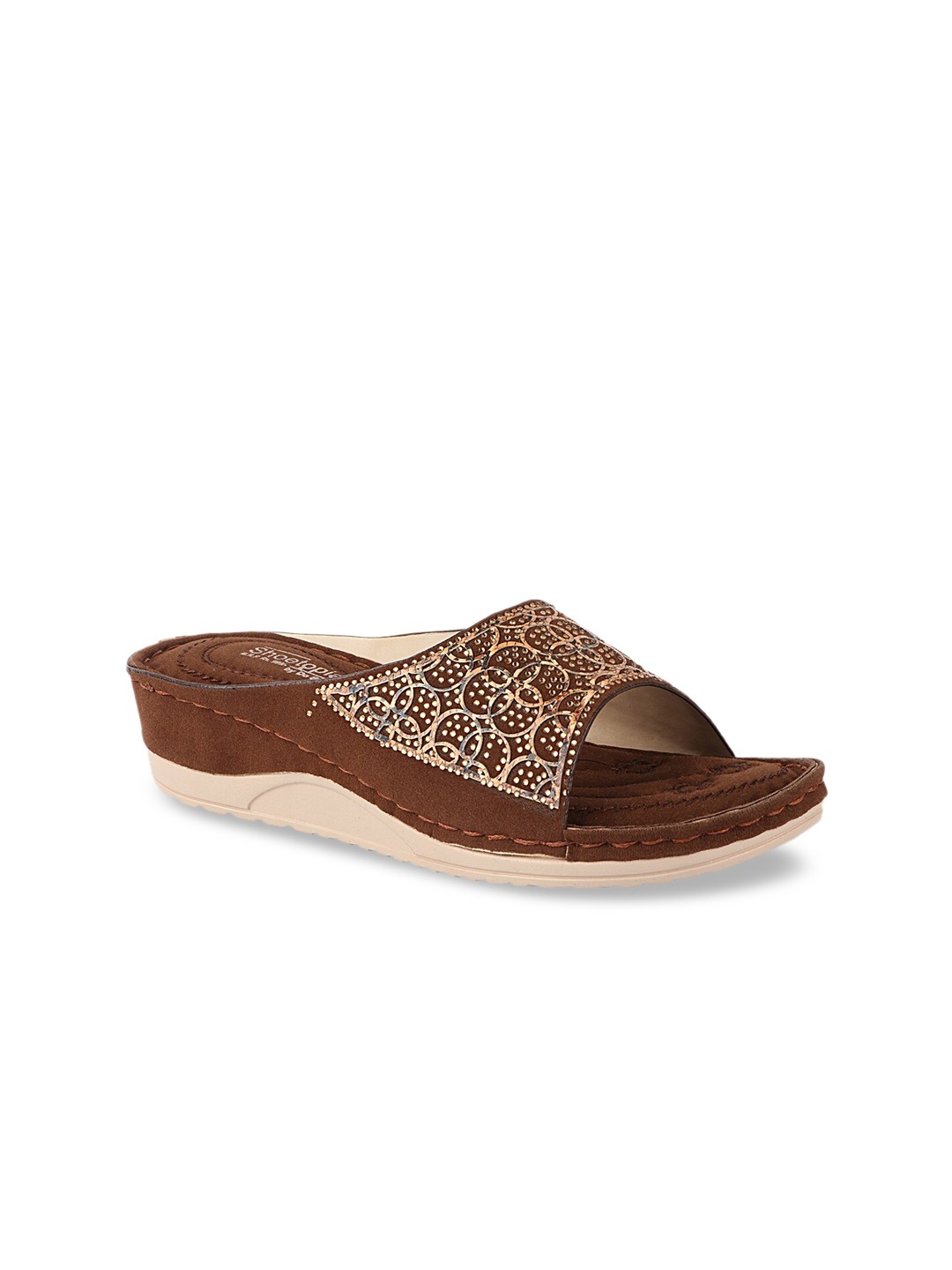 

Shoetopia Women Brown Textured Mules