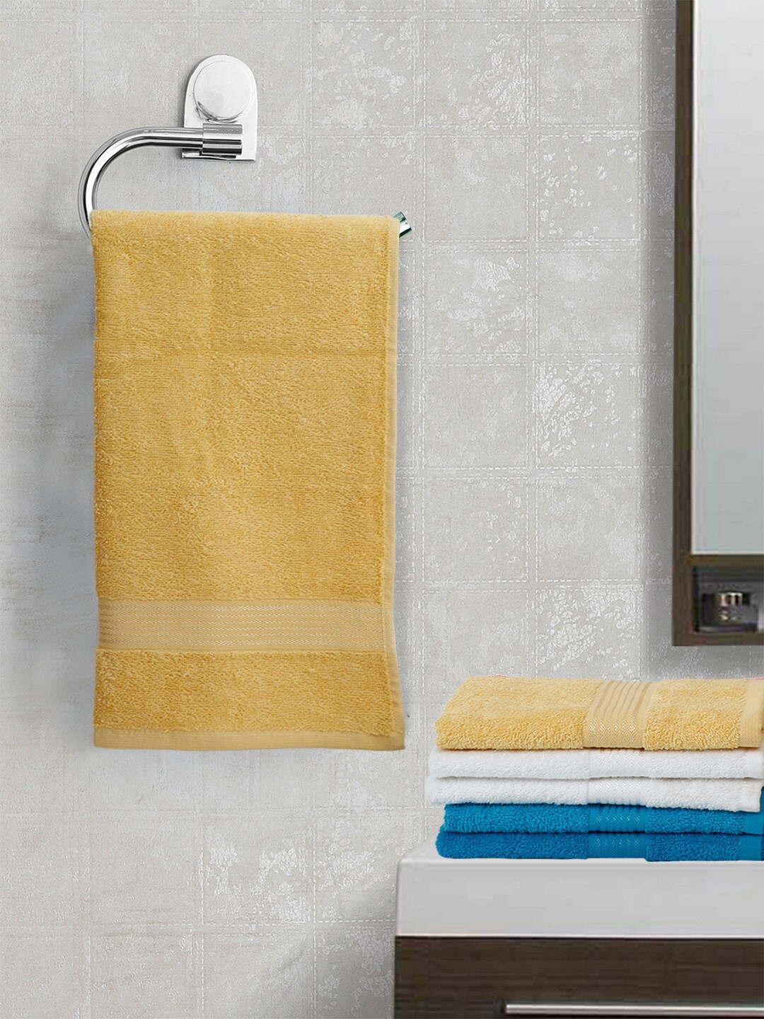 

KOPA Set Of 6 Solid Super Absorbent 380 GSM Cotton Hand Towels, Multi