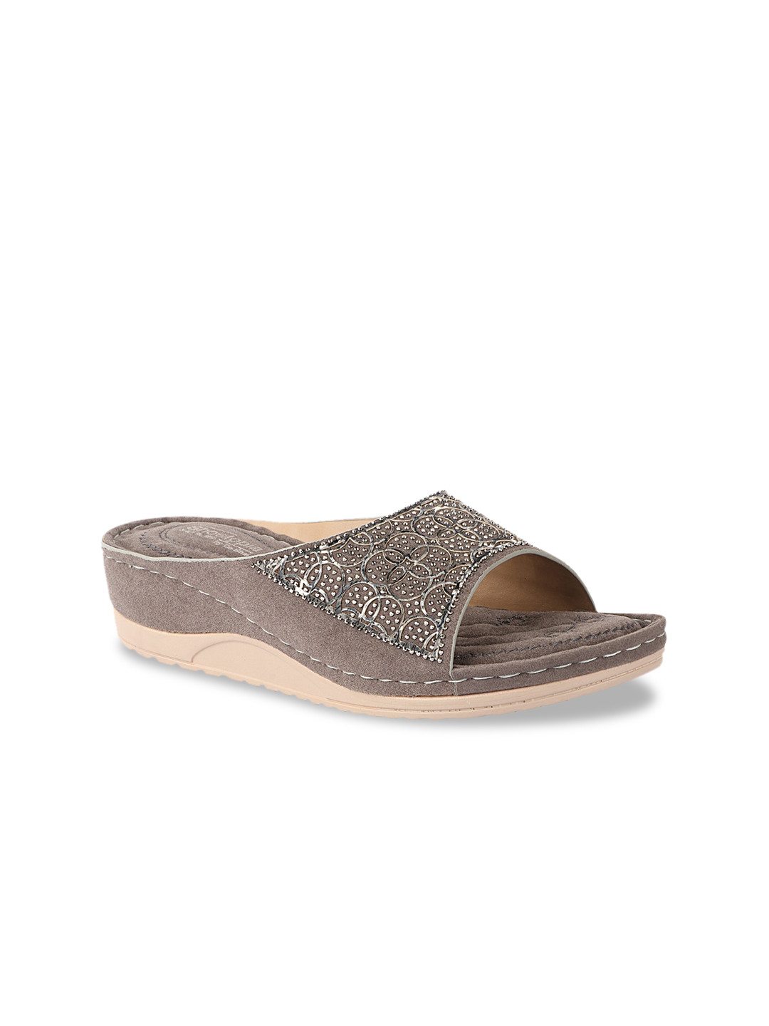 

Shoetopia Women Grey Embellished Mules