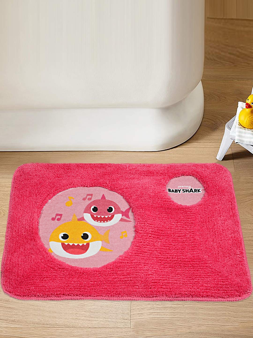 Saral Home Pink Baby Shark Printed Anti-Skid Door Mat