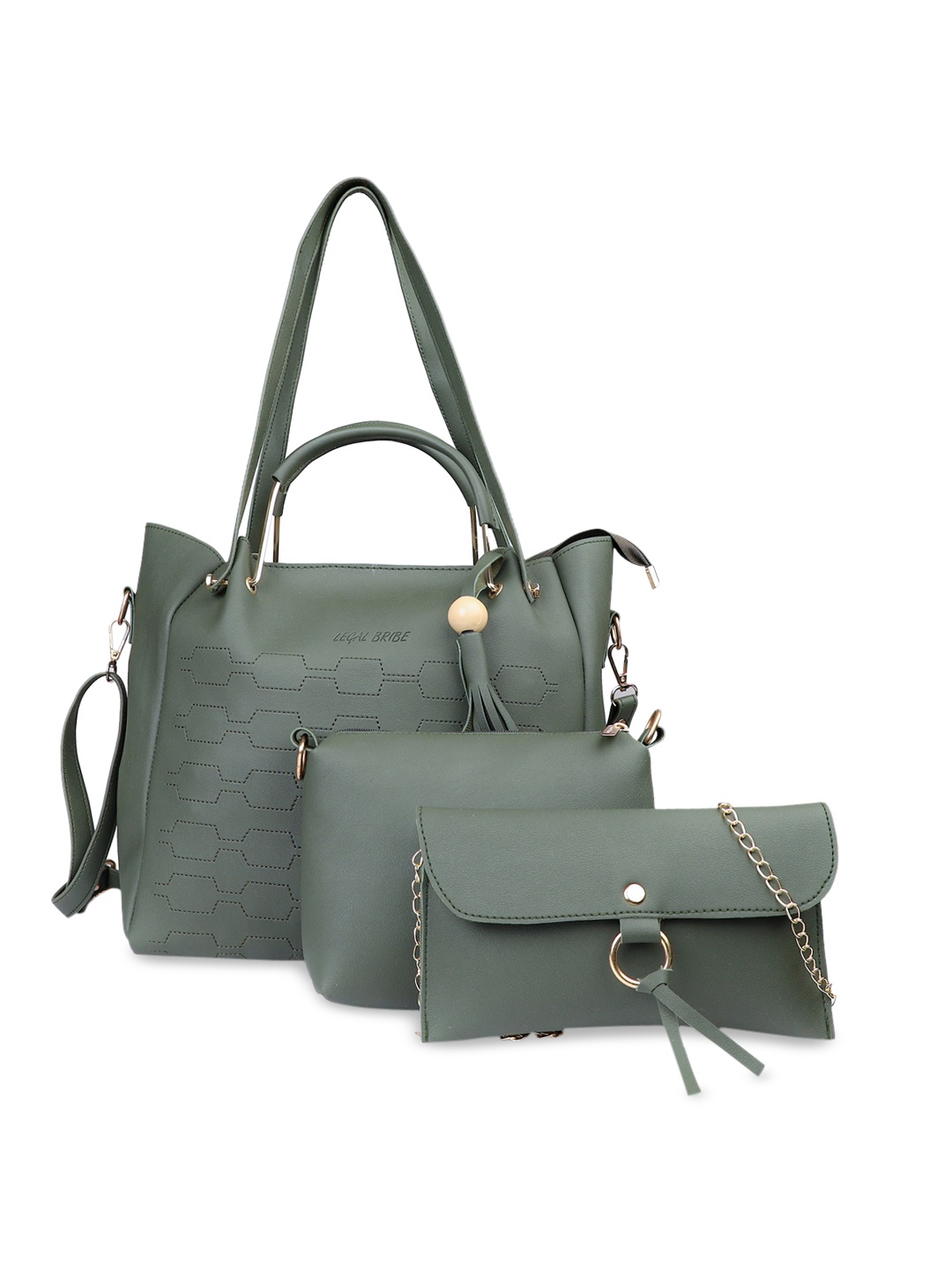 

LEGAL BRIBE Olive Green Solid Tote Bag