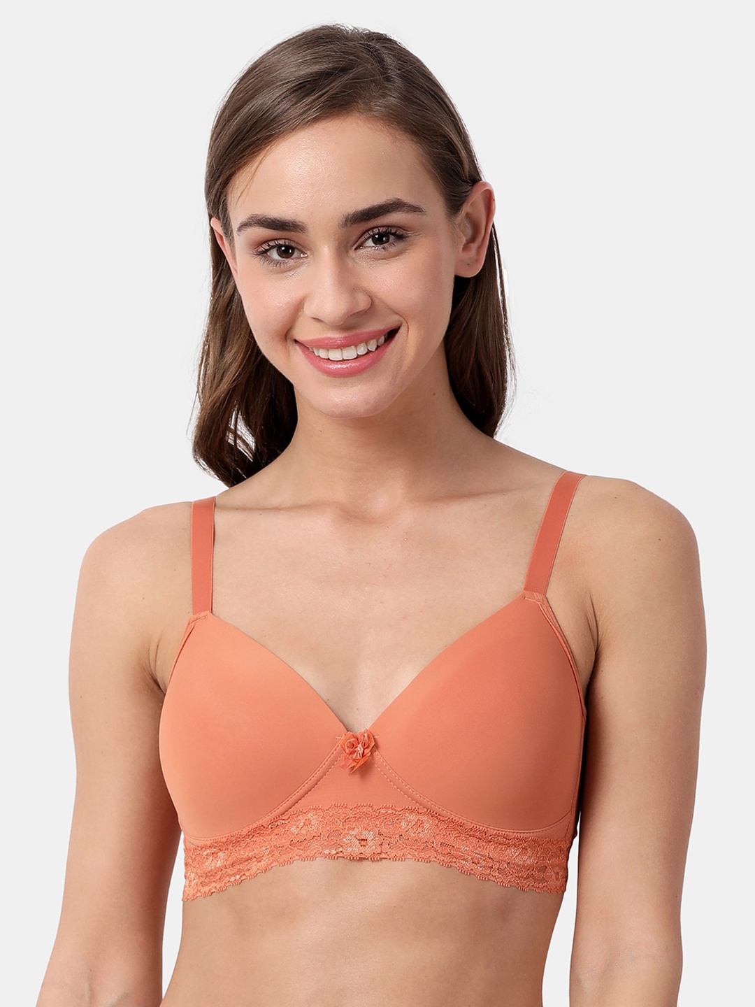 

shyaway Orange Lace Non-Wired Lightly Padded Everyday Bra ST005-CoralReef-32B