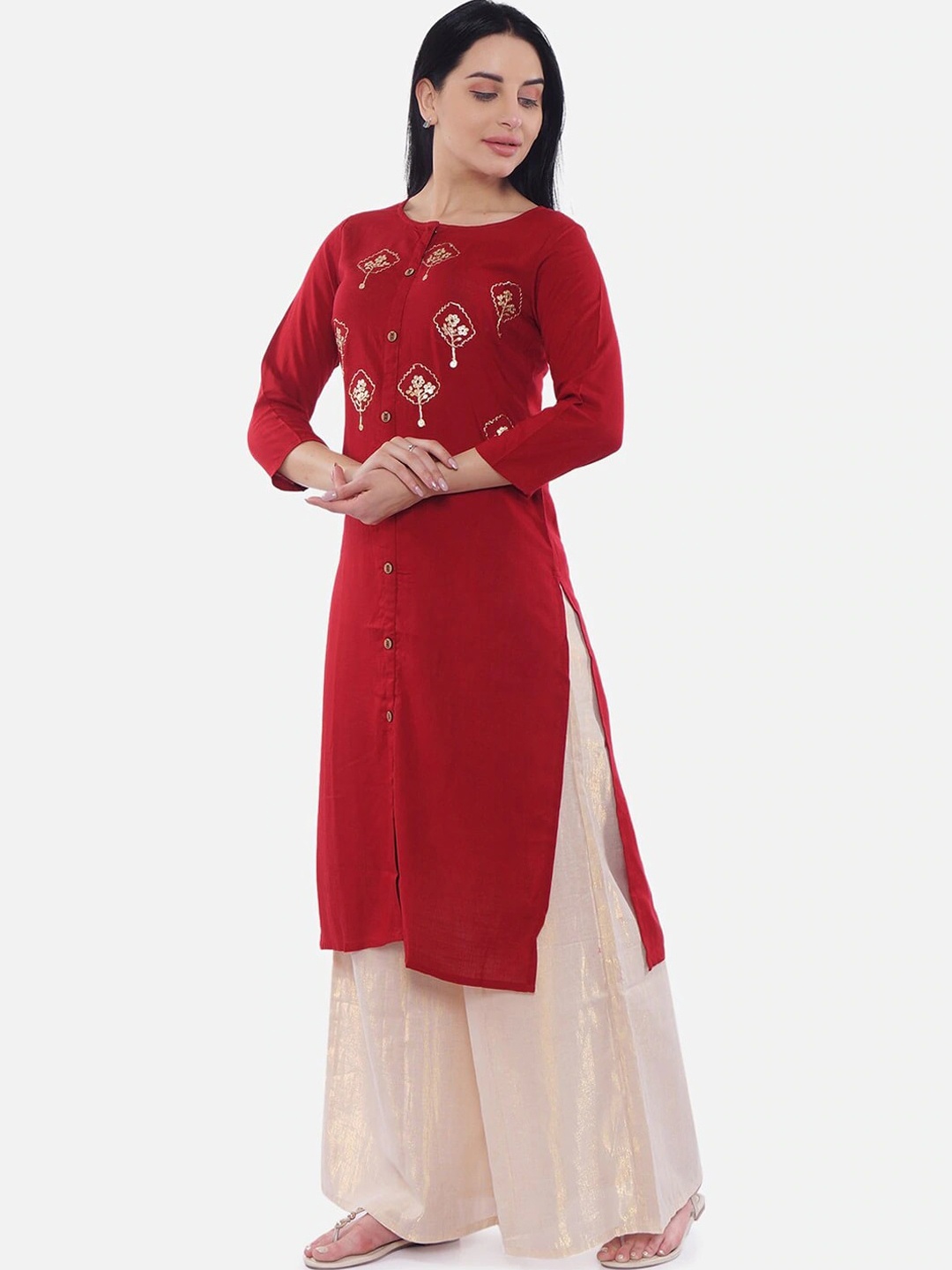 

Be Indi Women Red Embellished Kurta