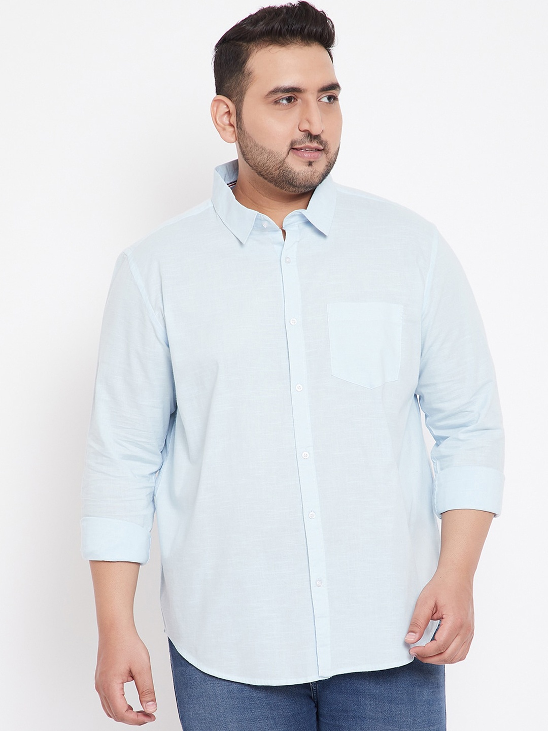 

Instafab Plus Men Blue Regular Fit Solid Casual Shirt