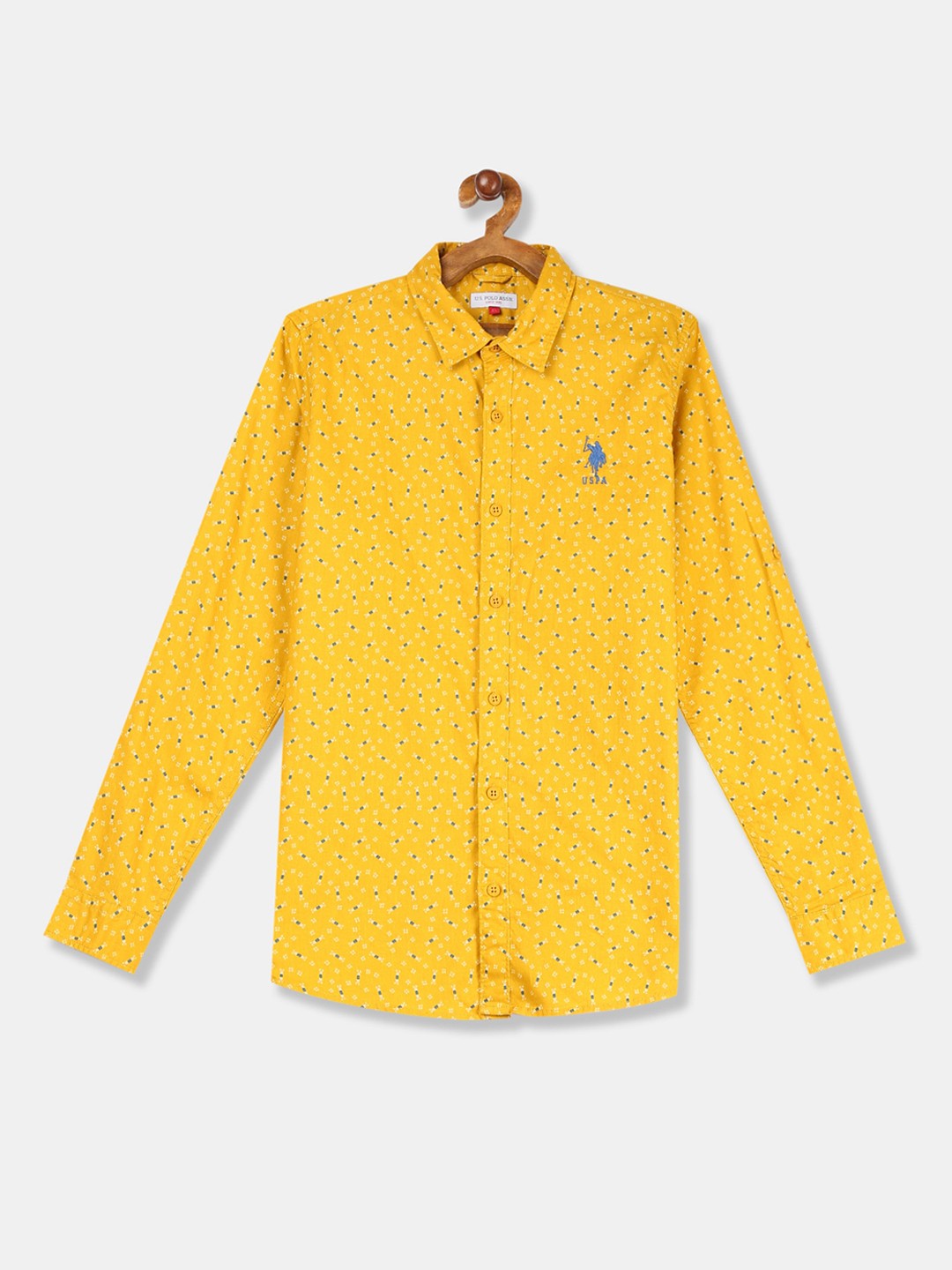 

U.S. Polo Assn. Kids Boys Yellow Regular Fit Printed Casual Shirt