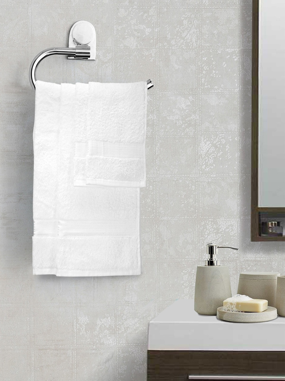 KOPA Set Of 6 White Solid 380 GSM Towels