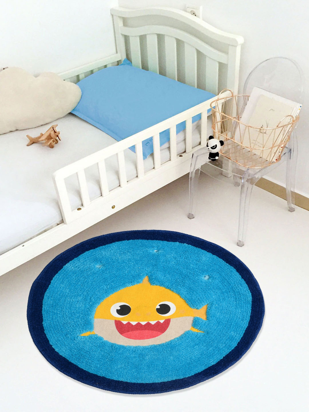 

Saral Home Blue Baby Shark Printed Multipurpose Round Mat