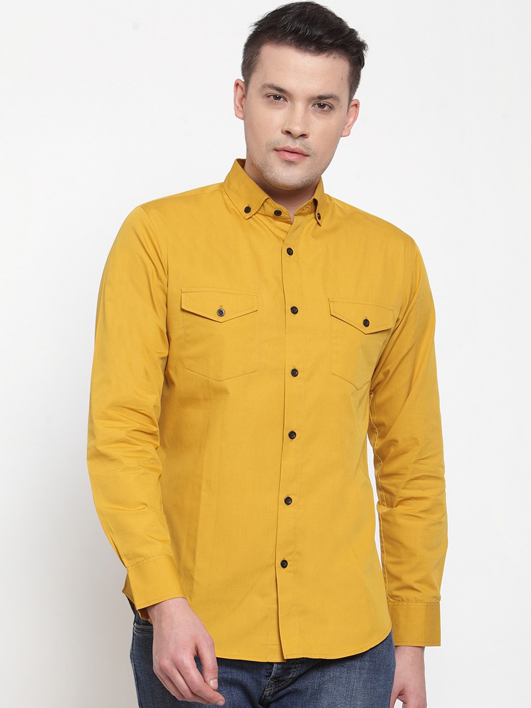 

Purple State Men Mustard Slim Fit Solid Casual Shirt