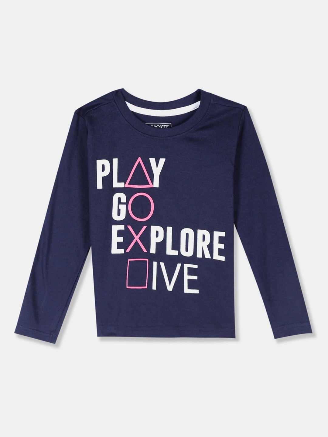 

Cherokee Boys Navy Blue Printed Round Neck T-shirt
