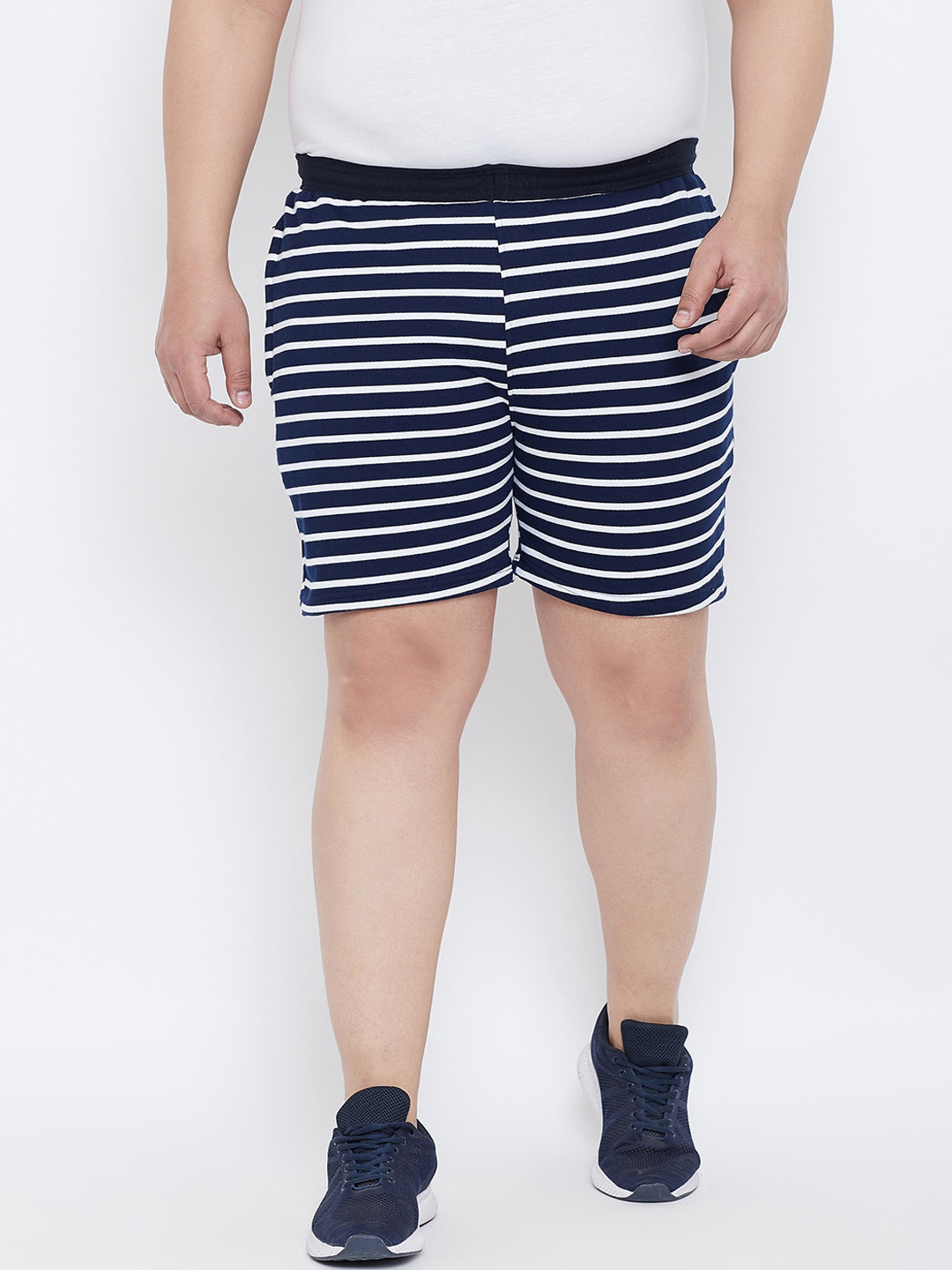 

bigbanana Men White Striped Regular Fit Sports Shorts