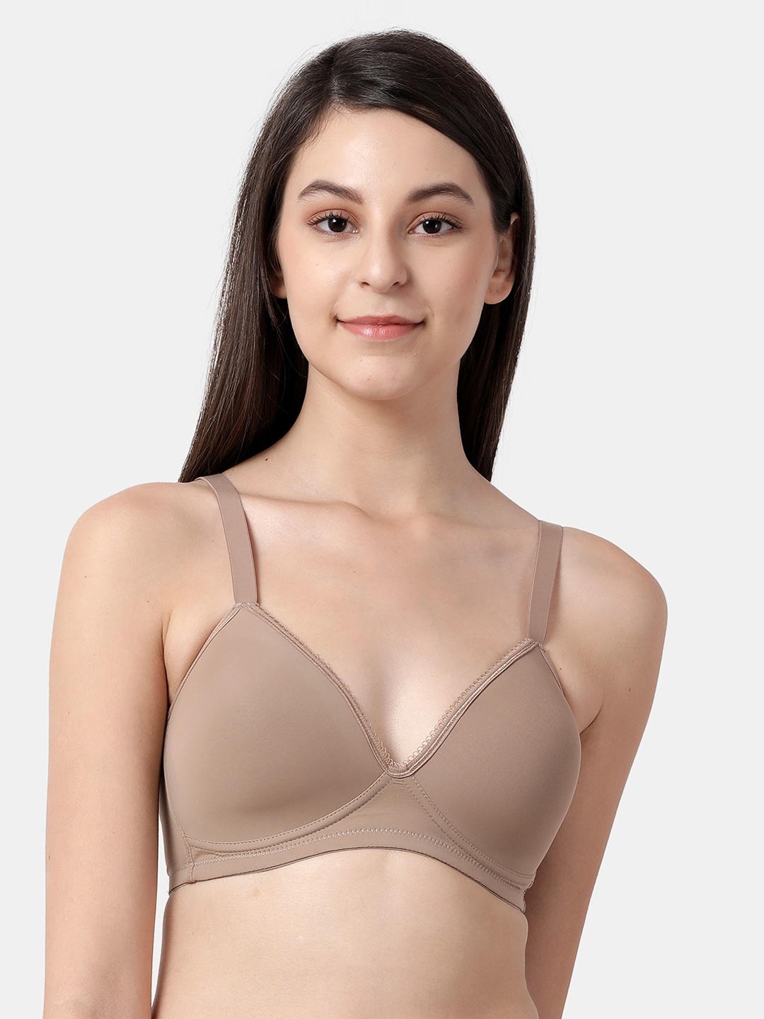 

shyaway Taupe Solid Non-Wired Lightly Padded Everyday Bra ST019-AlmondBuff